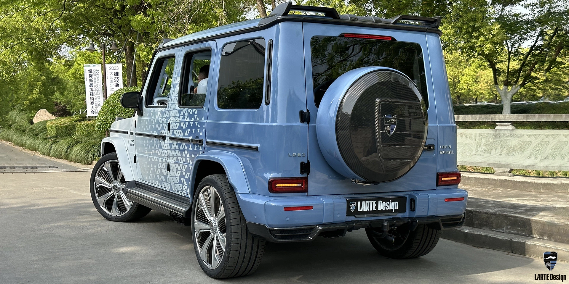Package aerodynamic Addon diffuser for Mercedes-Benz G-Class G63 AMG W463 in a wrap blue 2023