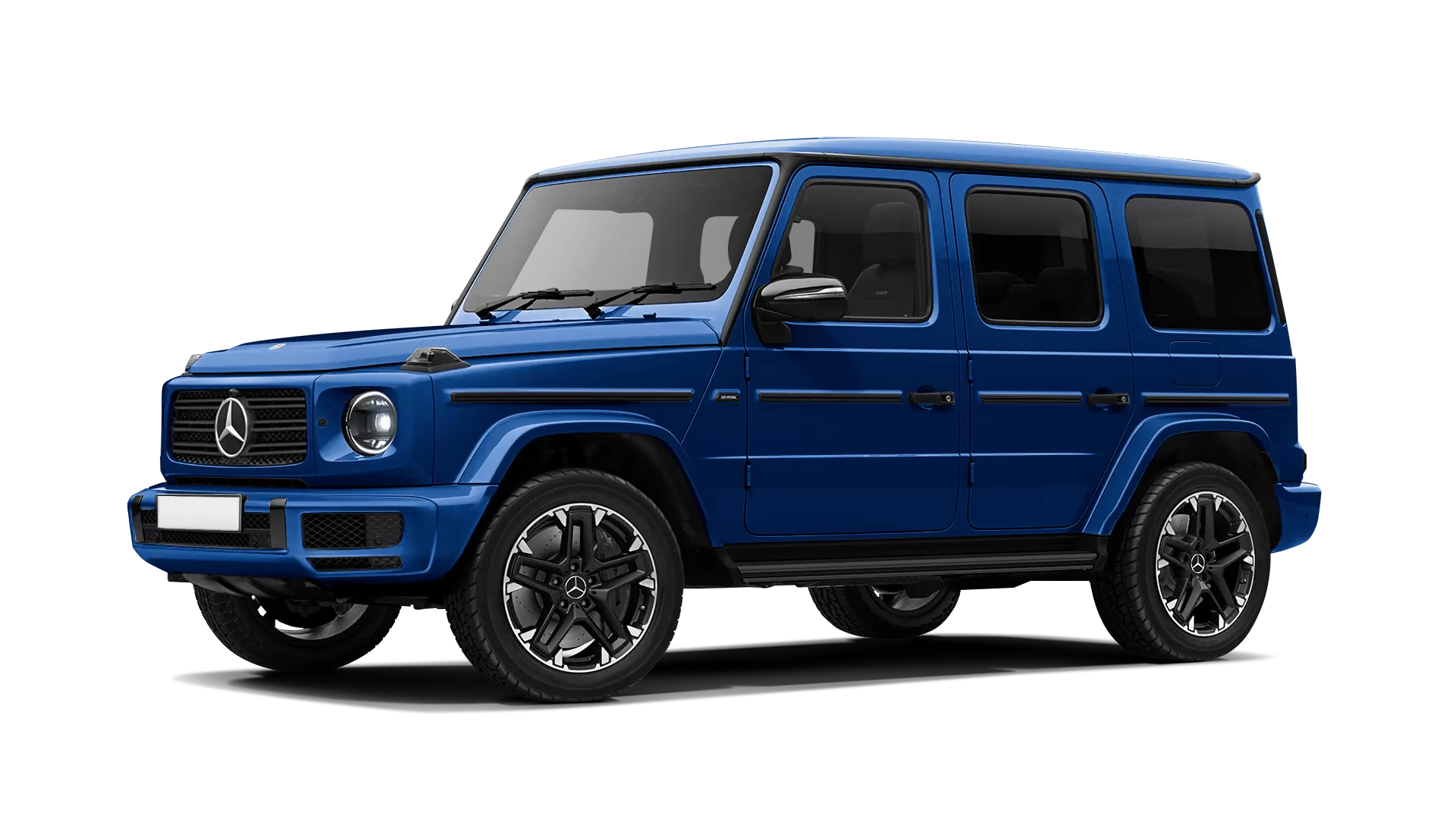 Mercedes G class W463 stock front view in Brilliant Blue color