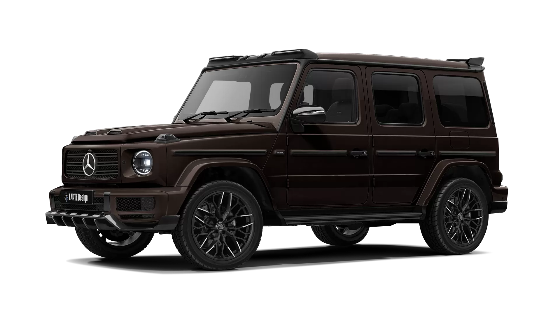 Mercedes G class W463 with painted body kit: front view shown in Citrine Brown