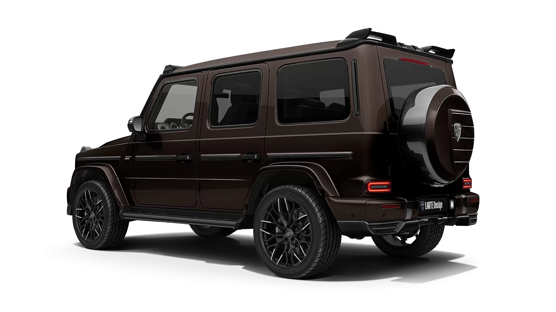 Mercedes G class W463 with painted body kit: rear view shown in Citrine Brown