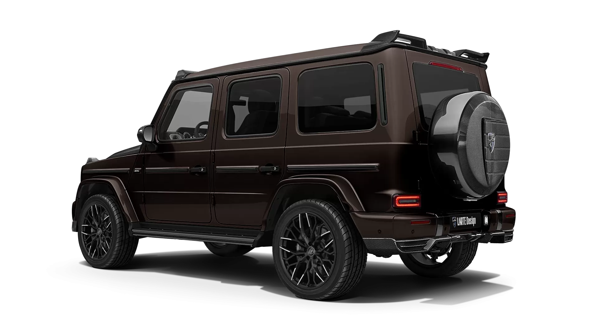 Mercedes G class W463 with carbon body kit: back view shown in Citrine Brown
