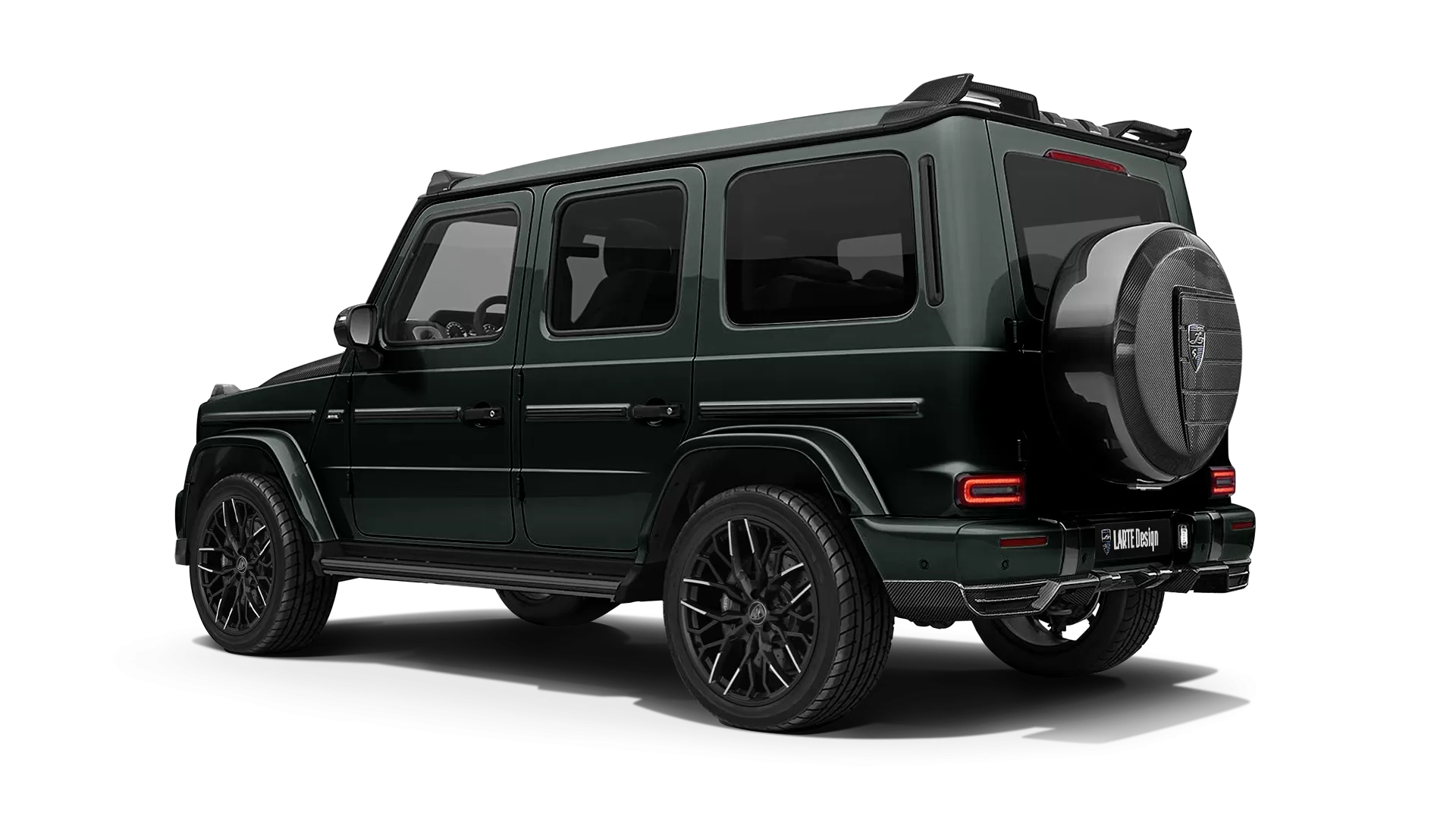 Mercedes G class W463 with carbon body kit: back view shown in Dark Green