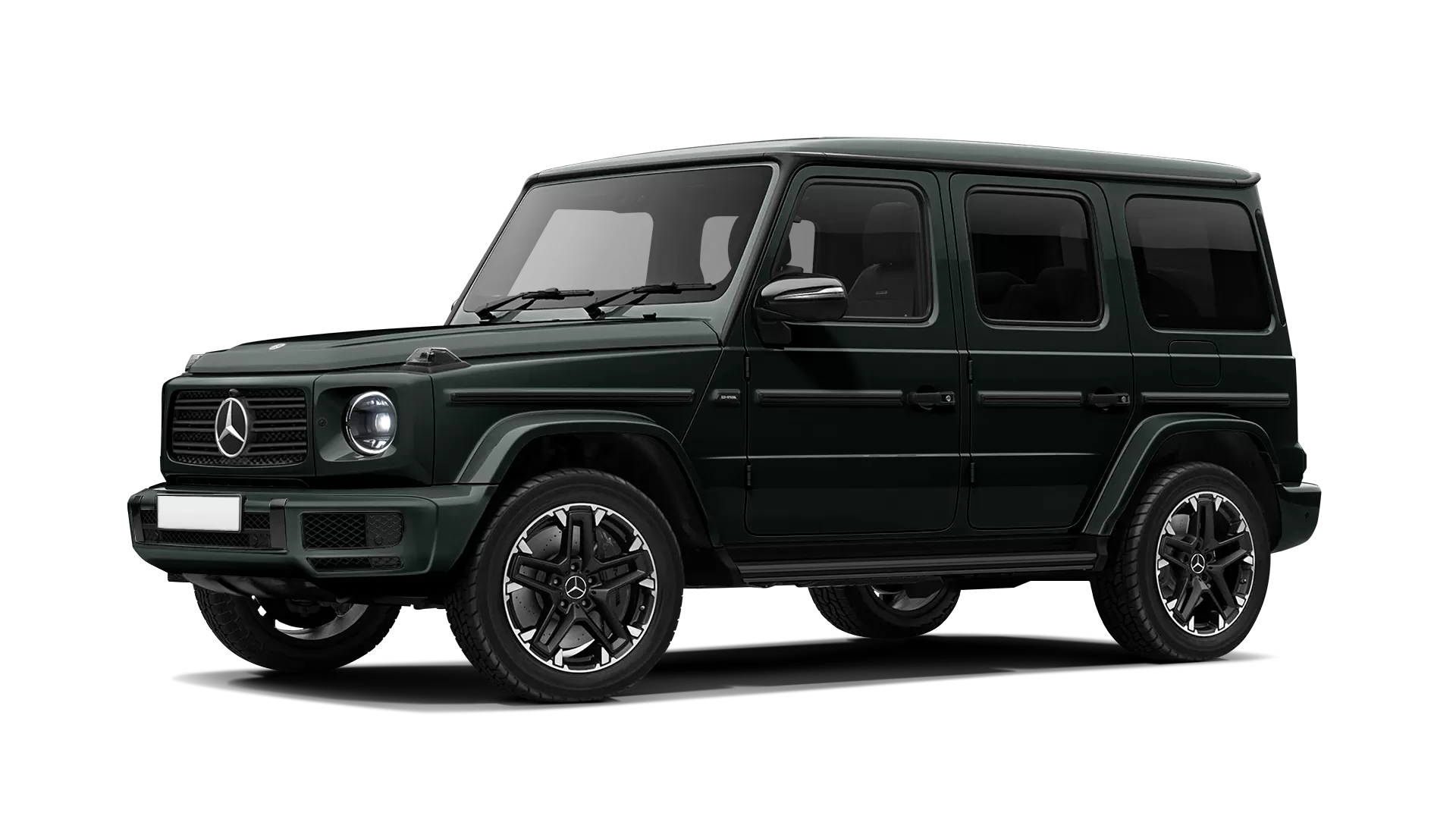 Mercedes G class W463 stock front view in Dark Green color