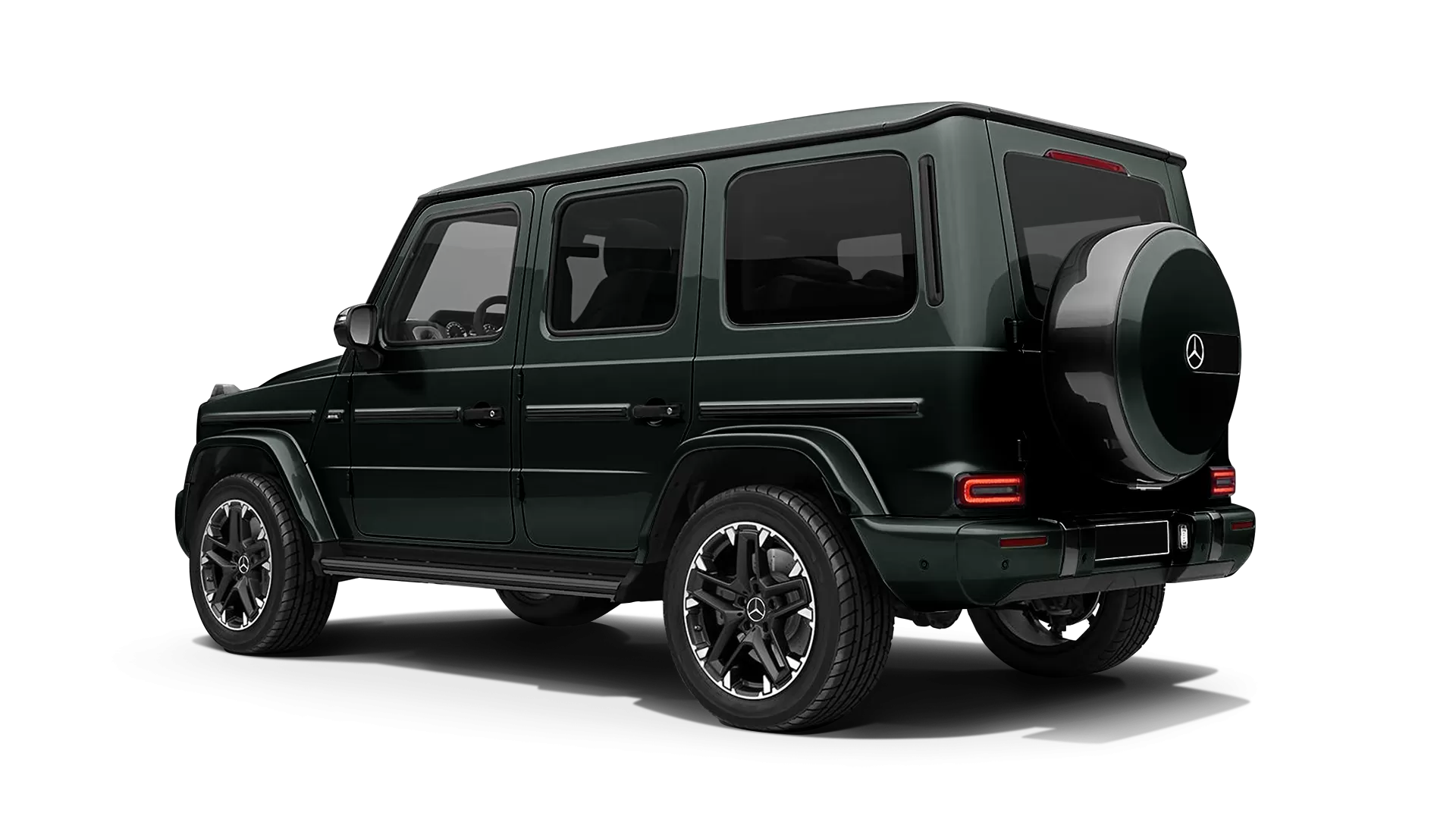 Mercedes G class W463 stock rear view in Dark Green color