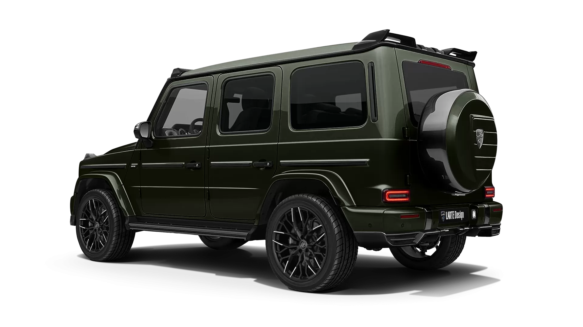 Mercedes G class W463 with painted body kit: rear view shown in Dark Olive