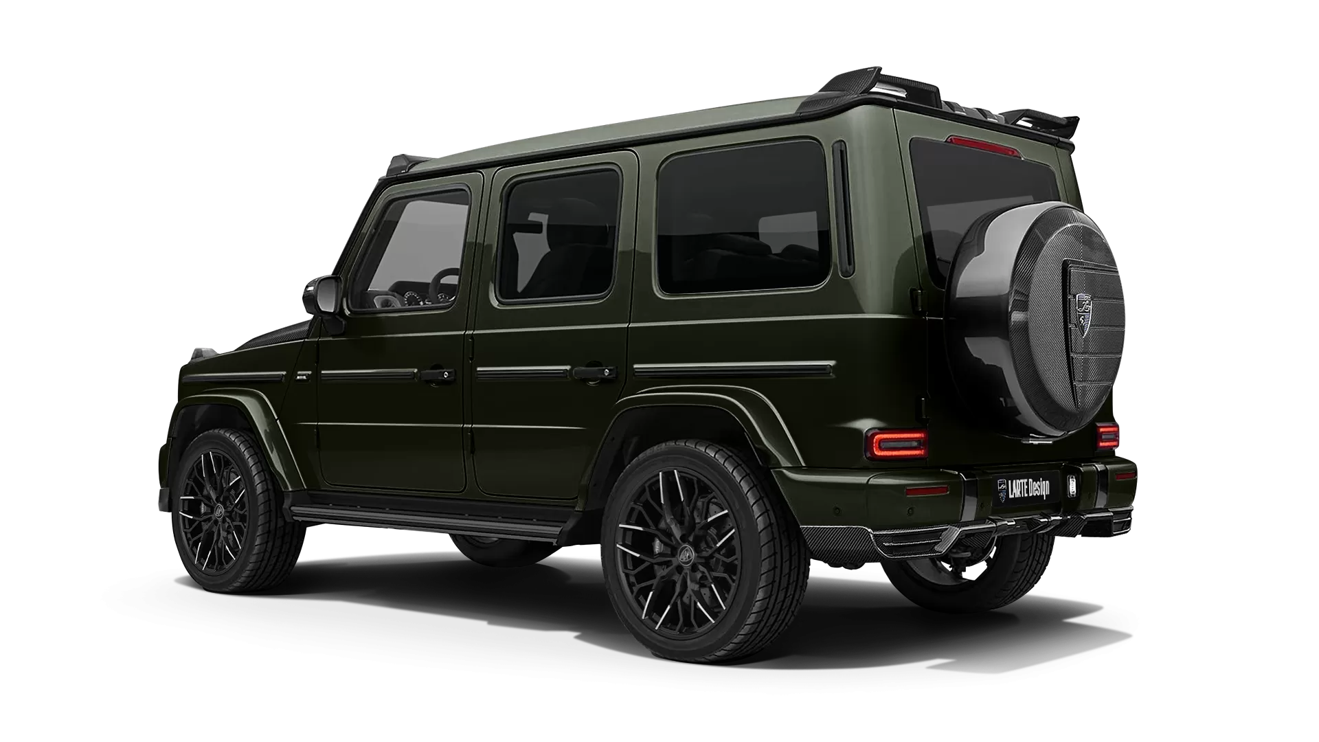 Mercedes G class W463 with carbon body kit: back view shown in Dark Olive