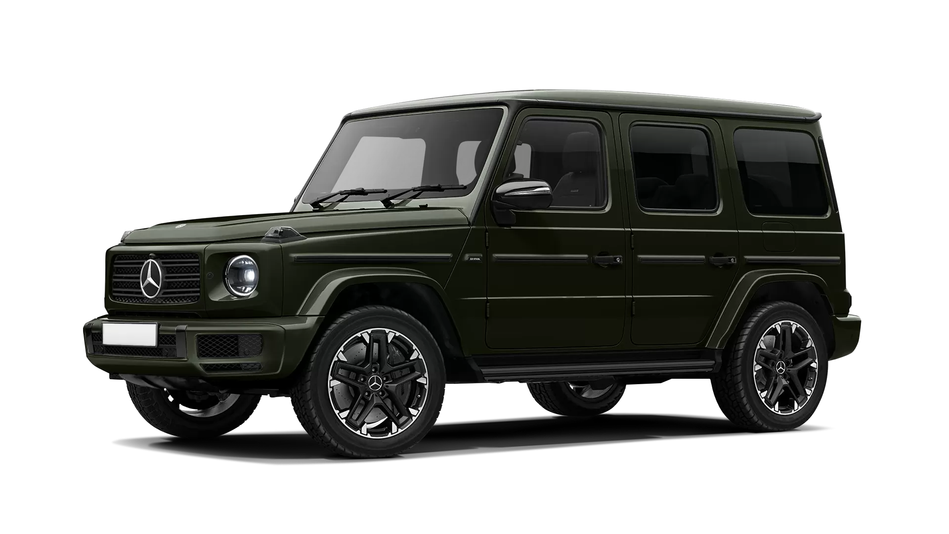Mercedes G class W463 stock front view in Dark Olive color