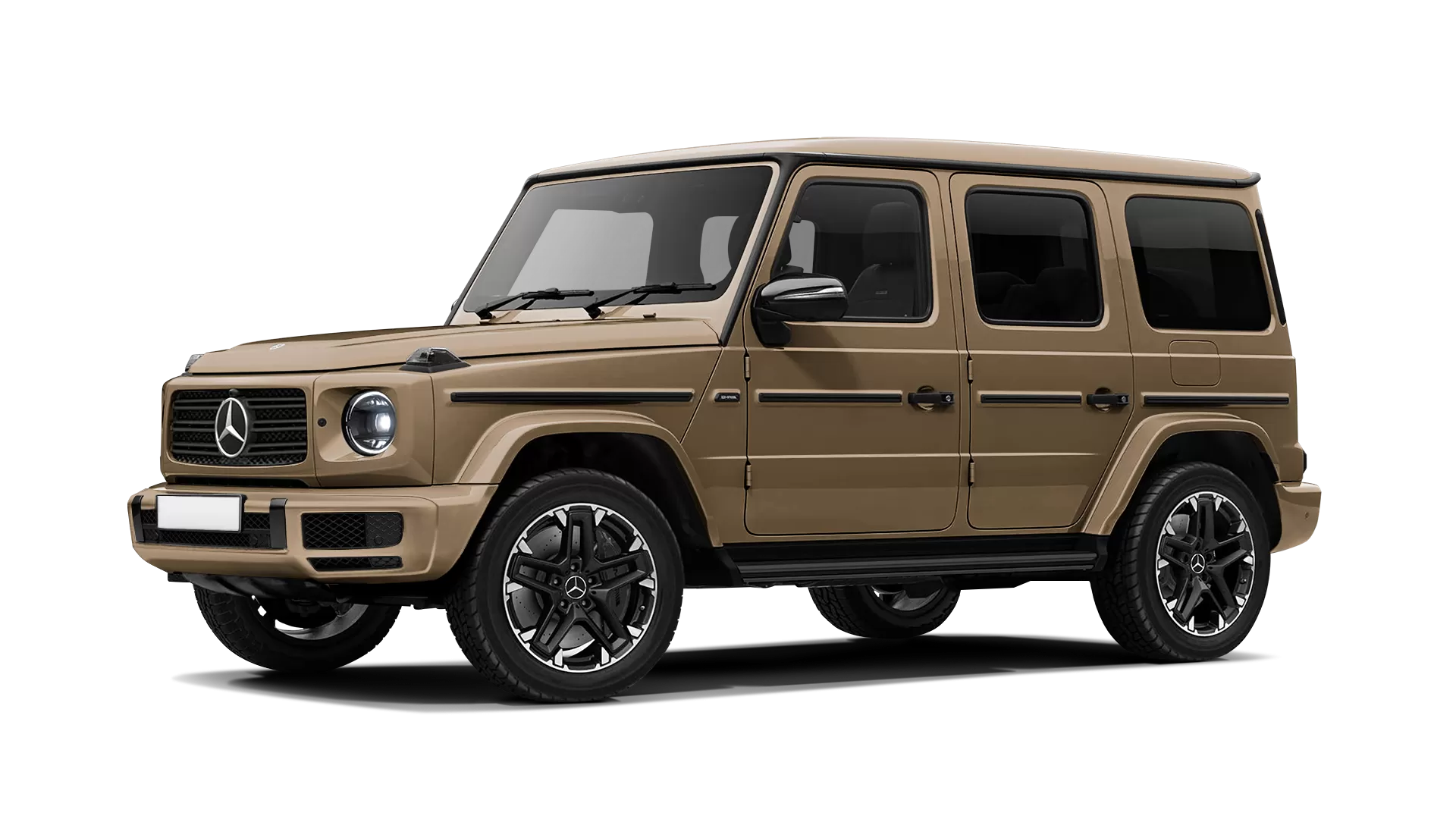Mercedes G class W463 stock front view in Desert Sand color