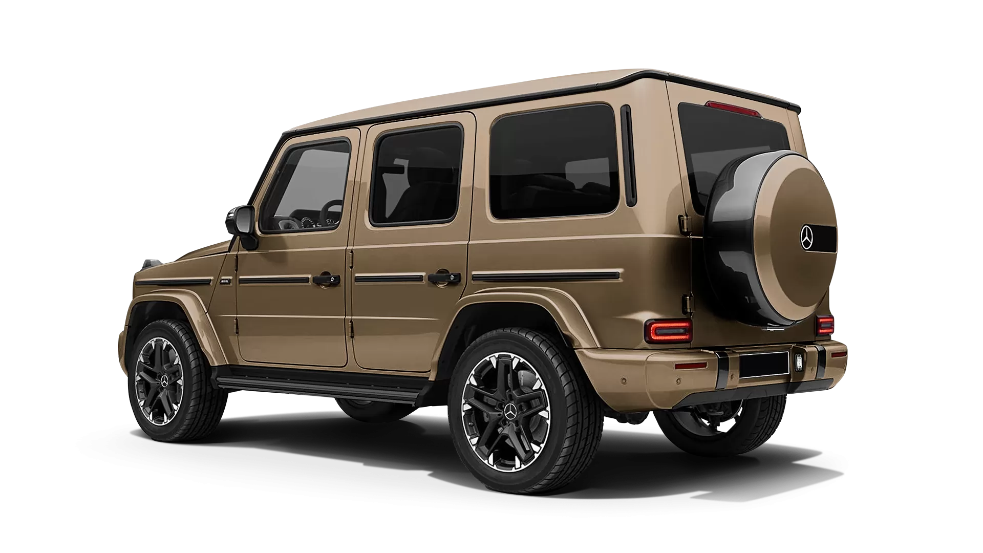 Mercedes G class W463 stock rear view in Desert Sand color
