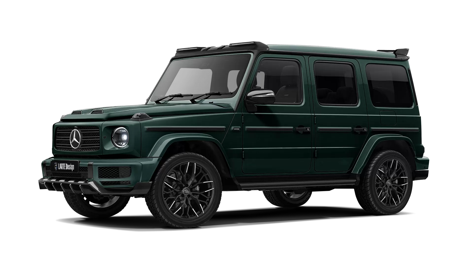 Mercedes G class W463 with painted body kit: front view shown in Emerald Green
