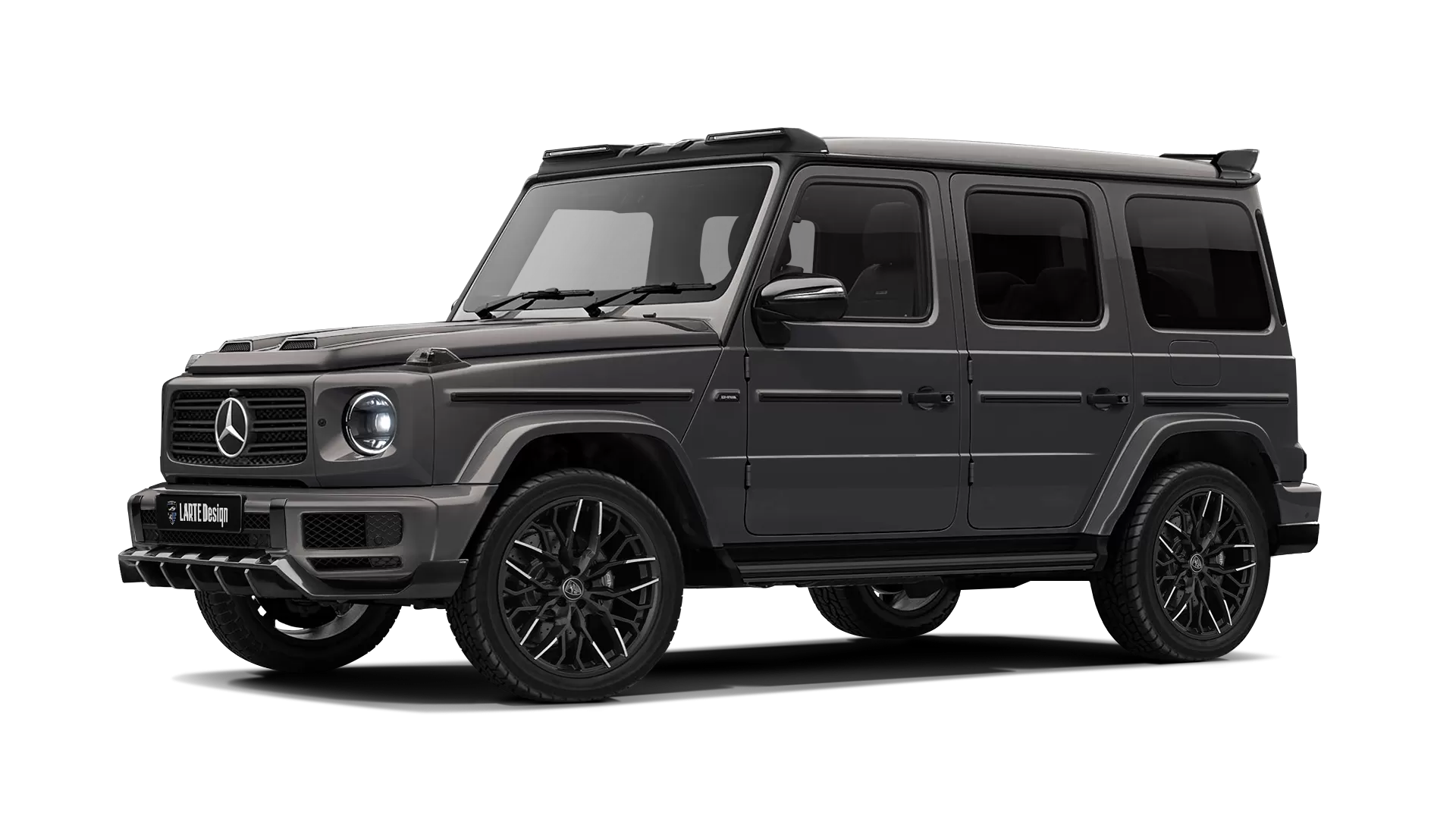 Mercedes G class W463 with painted body kit: front view shown in Indium Grey