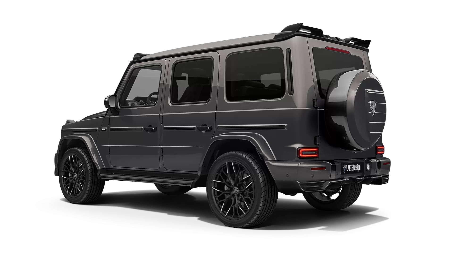 Mercedes G class W463 with painted body kit: rear view shown in Indium Grey