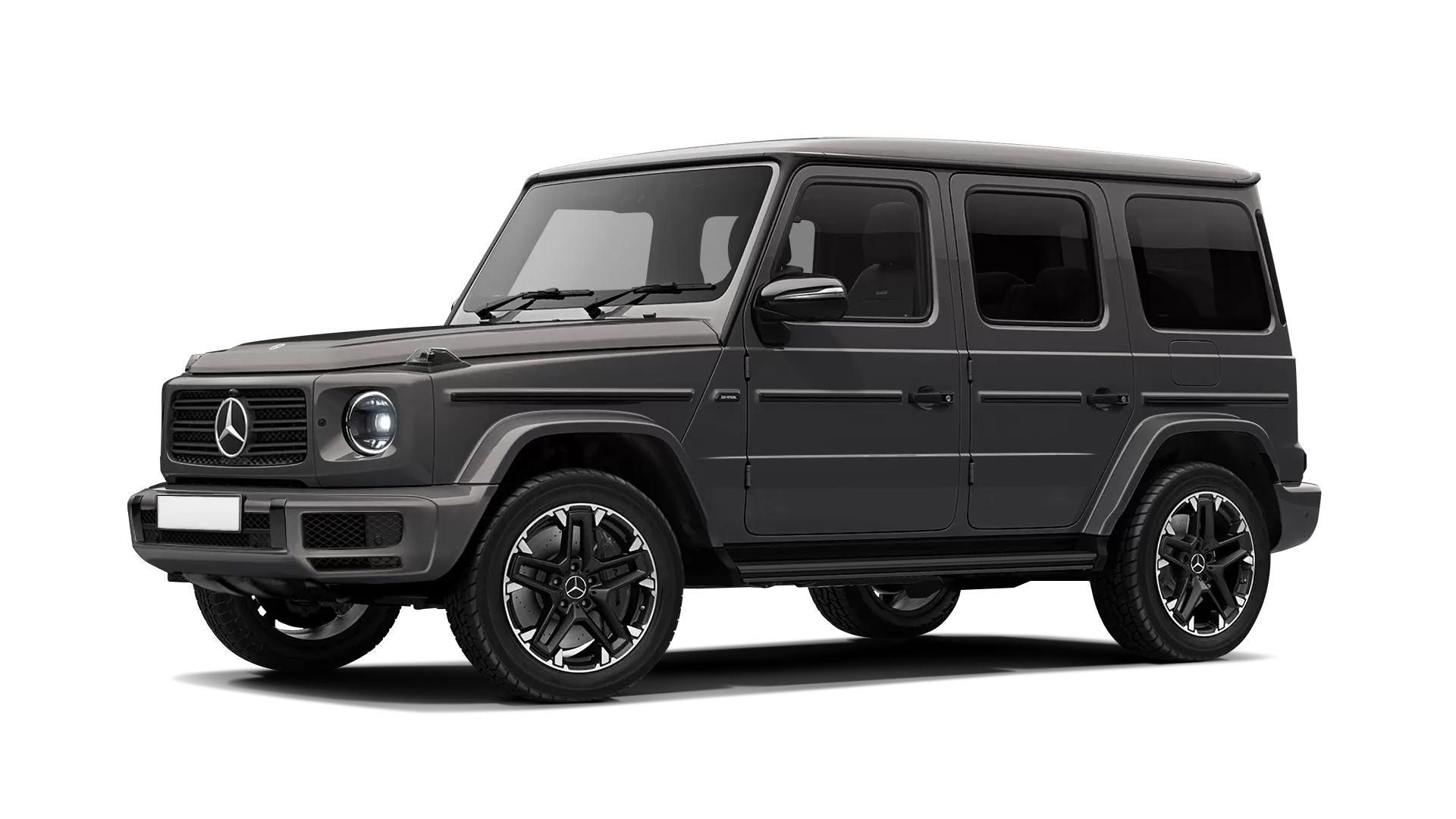 Mercedes G class W463 stock front view in Indium Grey color