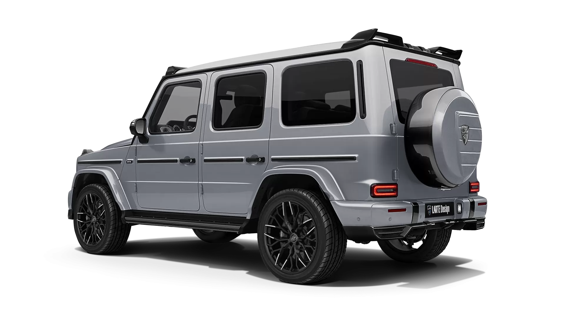 Mercedes G class W463 with painted body kit: rear view shown in Iridium Silver