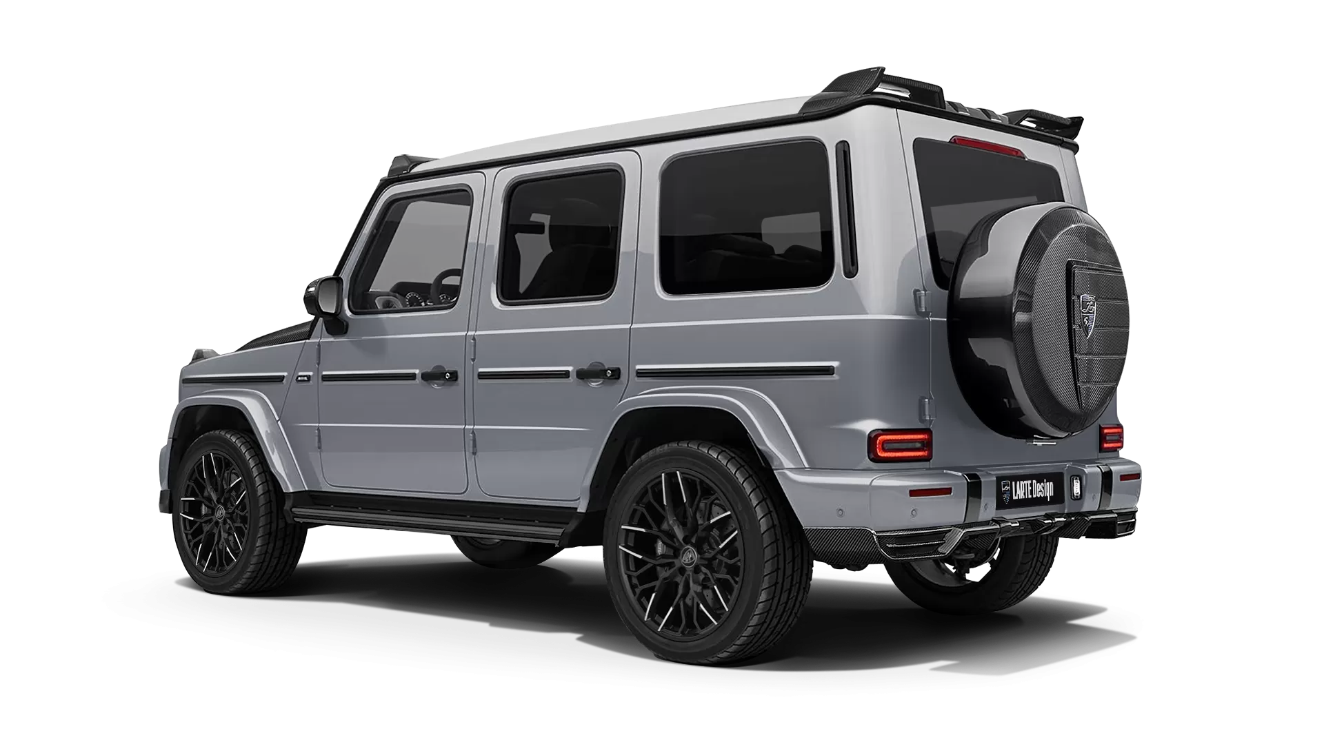 Mercedes G class W463 with carbon body kit: back view shown in Iridium Silver