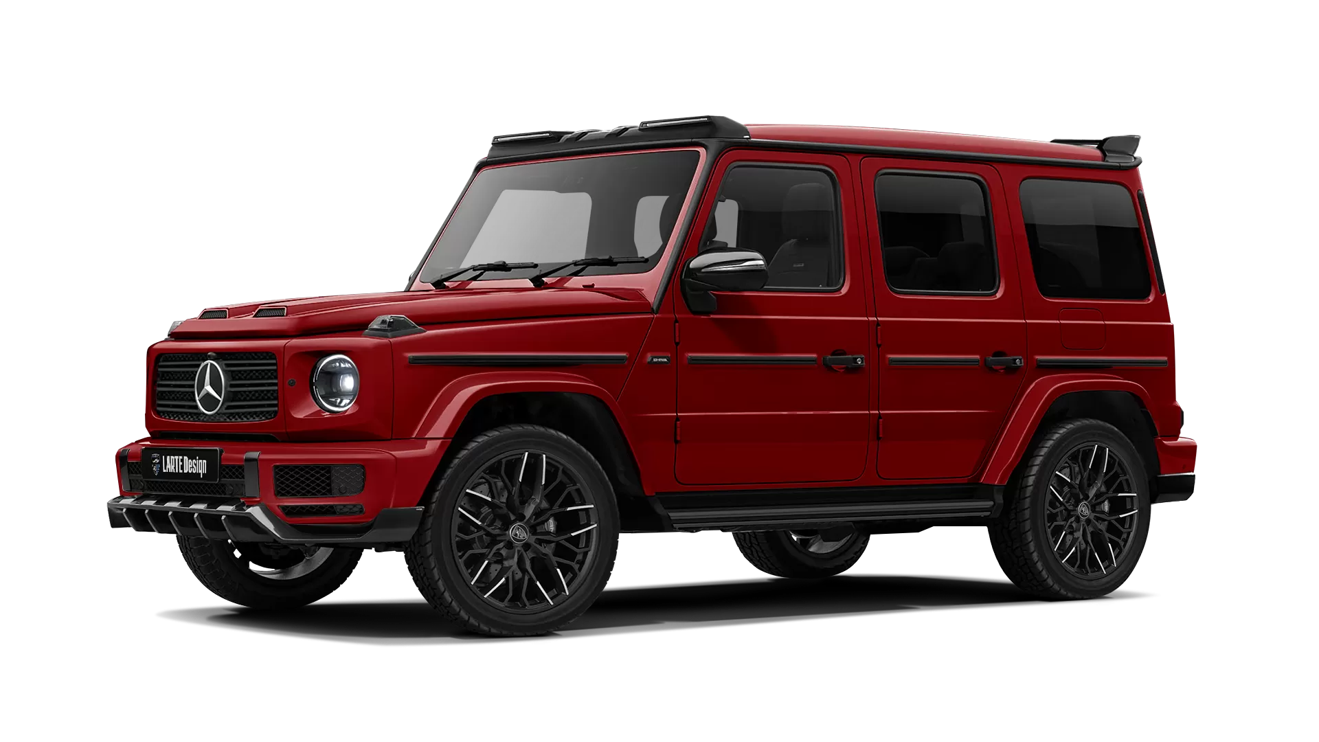 Mercedes G class W463 with painted body kit: front view shown in Jupiter Red