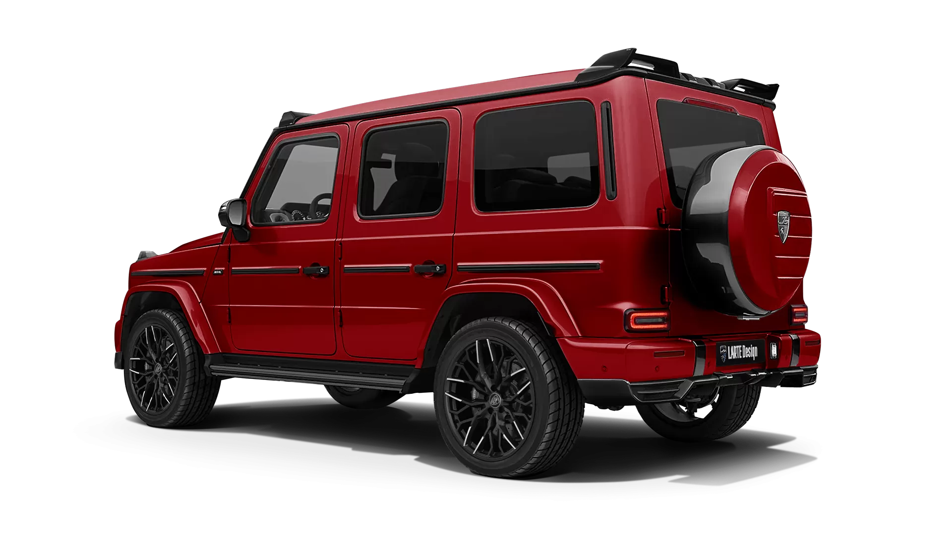 Mercedes G class W463 with painted body kit: rear view shown in Jupiter Red