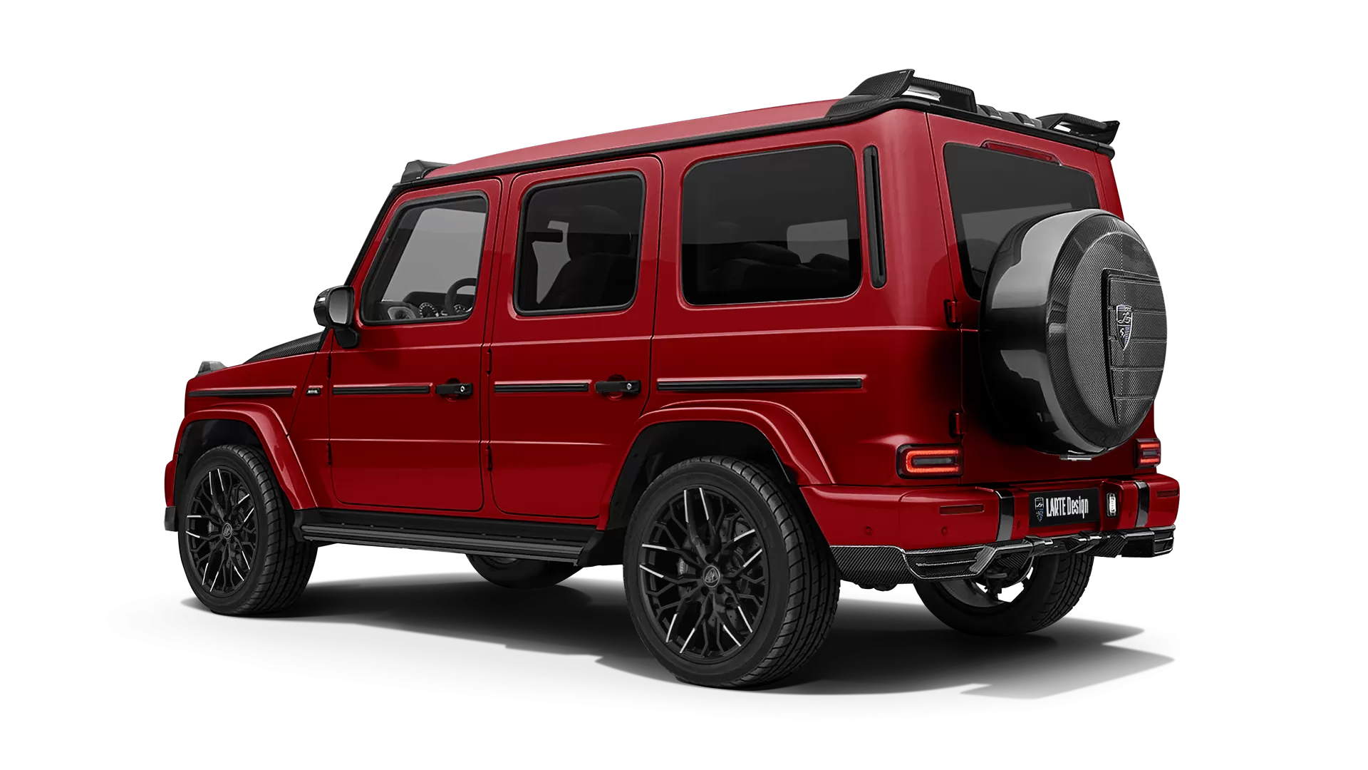 Mercedes G class W463 with carbon body kit: back view shown in Jupiter Red