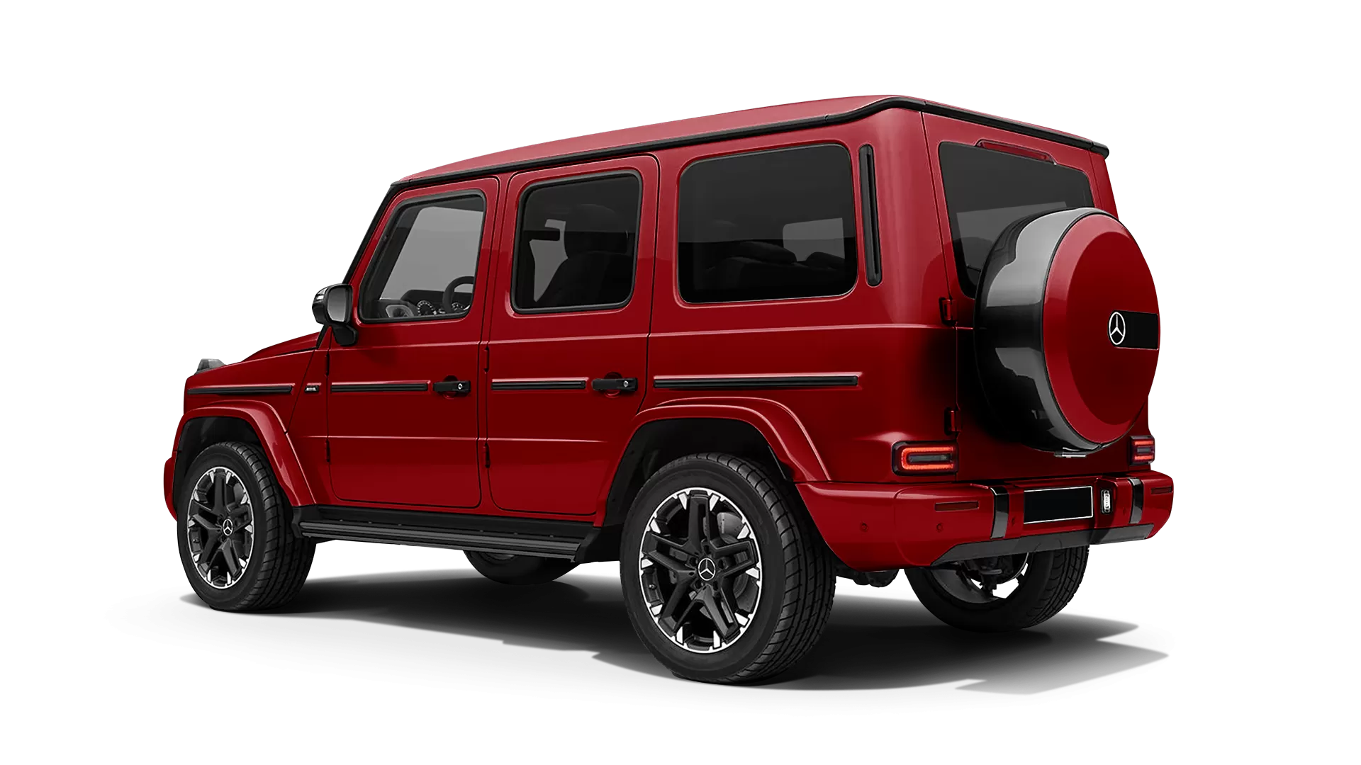 Mercedes G class W463 stock rear view in Jupiter Red color