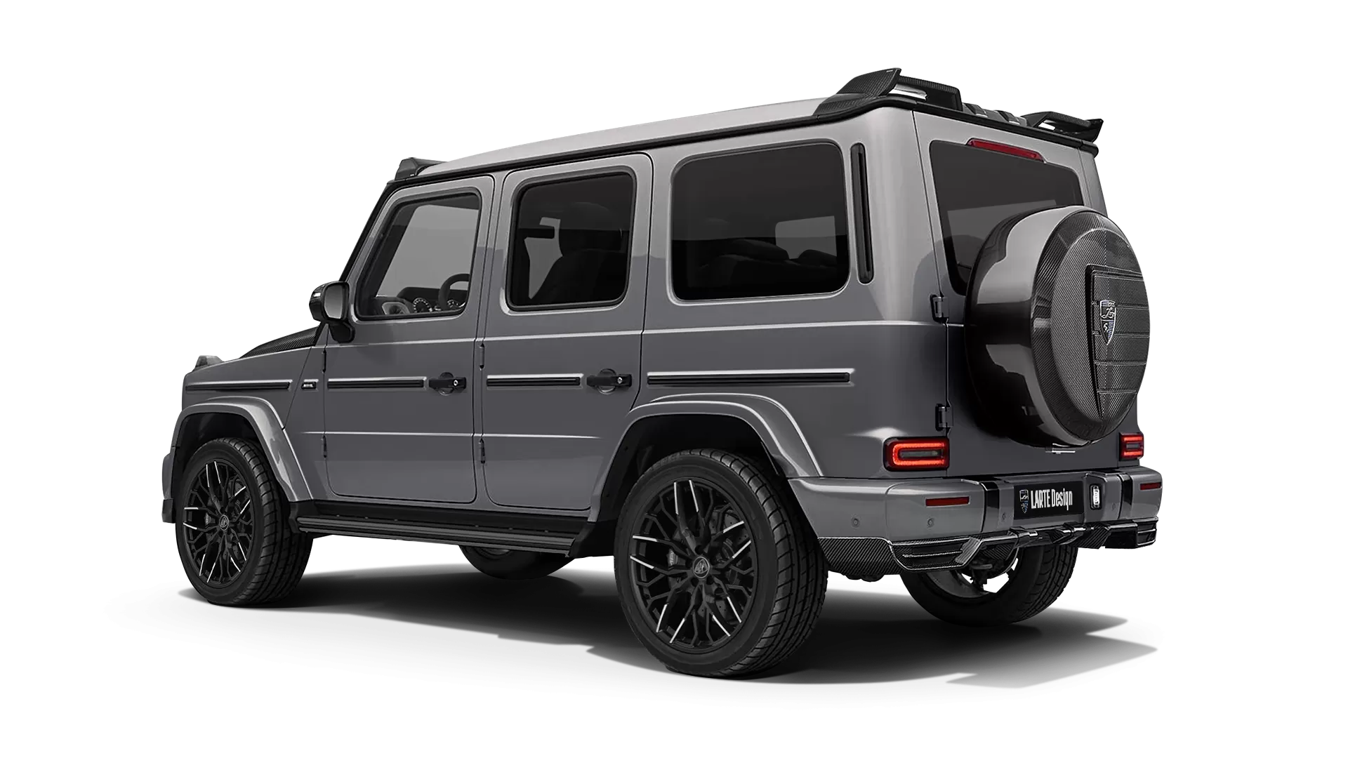 Mercedes G class W463 with carbon body kit: back view shown in Mojave Silver