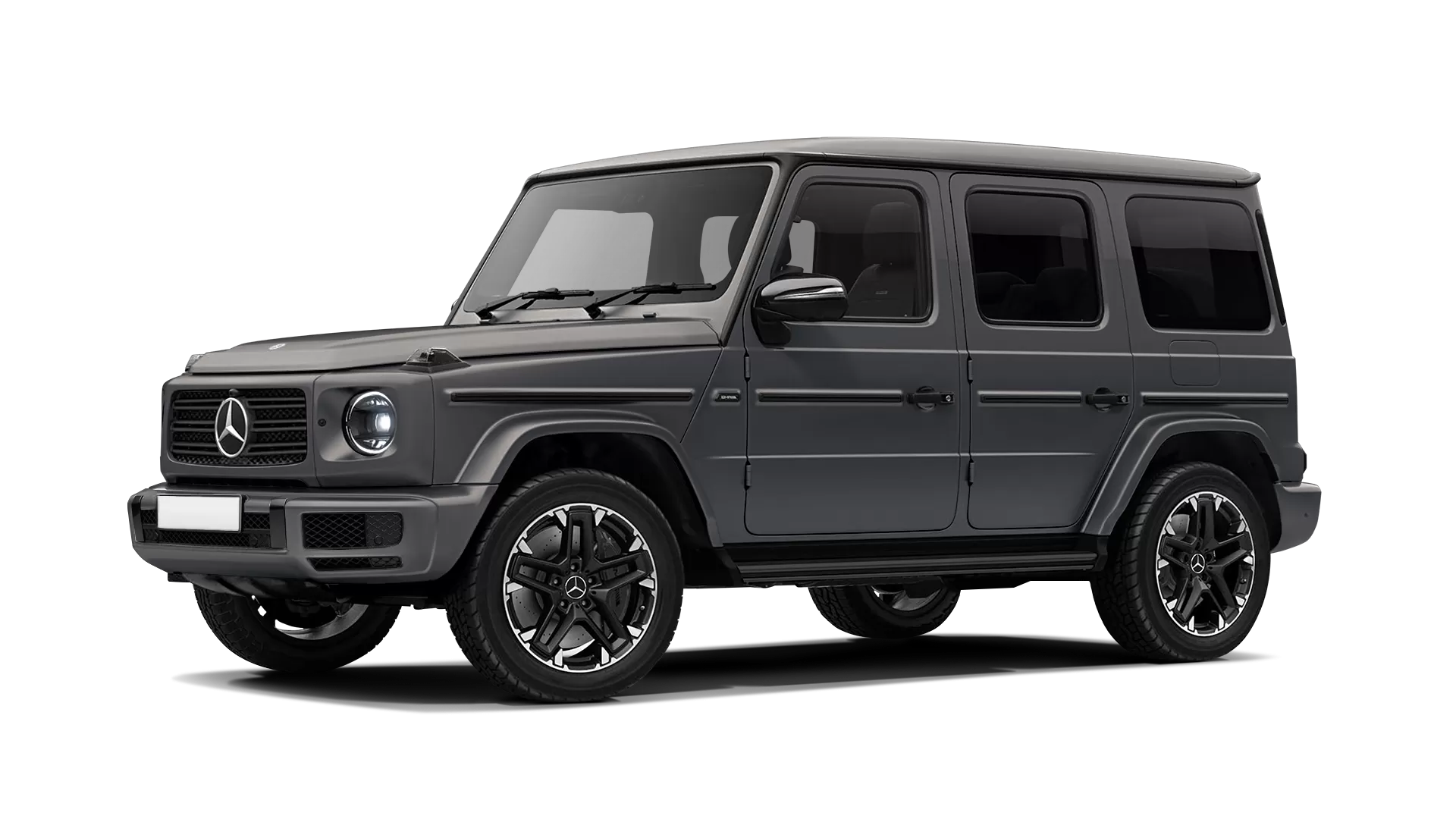 Mercedes G class W463 stock front view in Monza Grey Magno Latte color