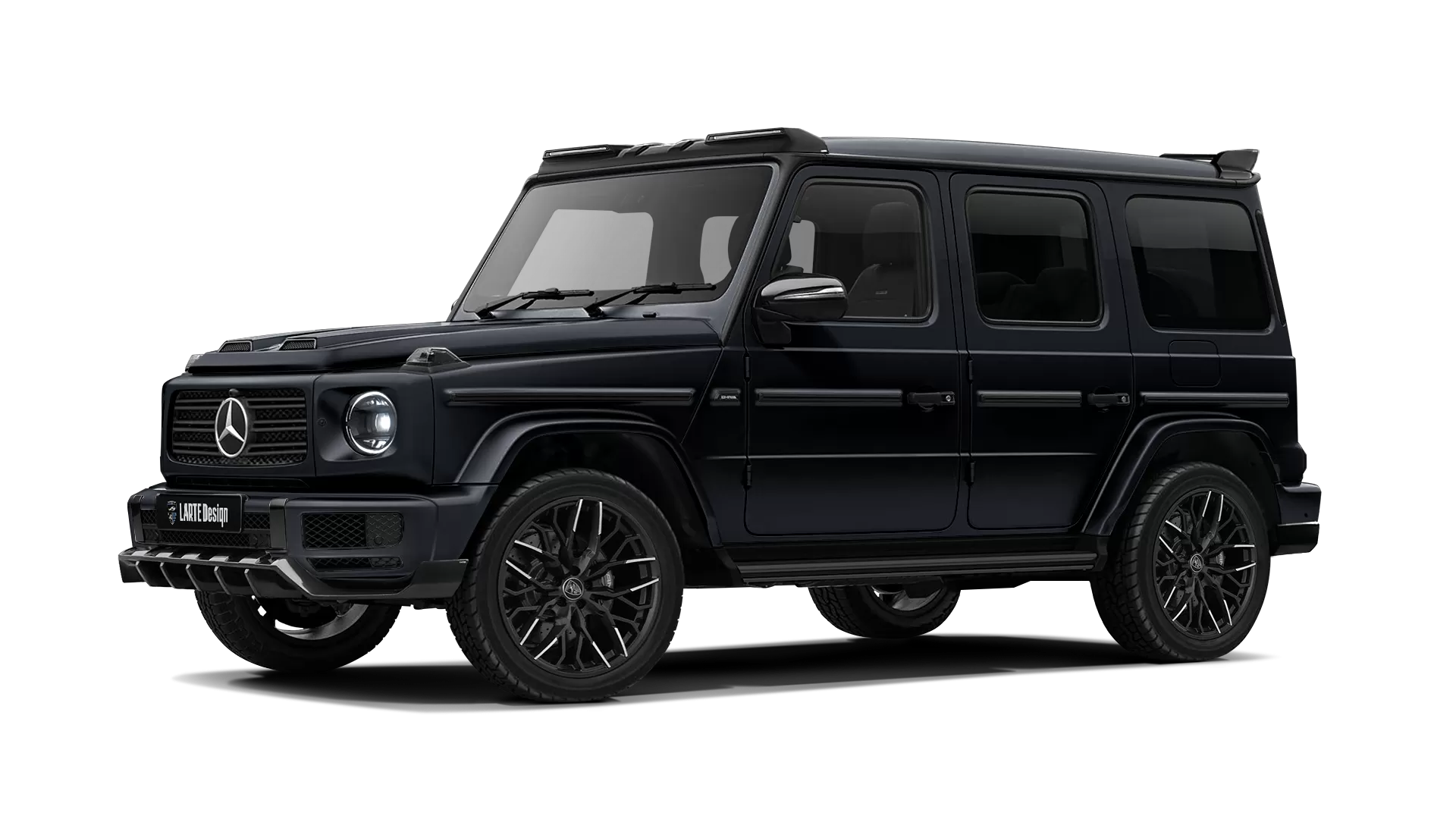 Mercedes G class W463 with painted body kit: front view shown in Night Black