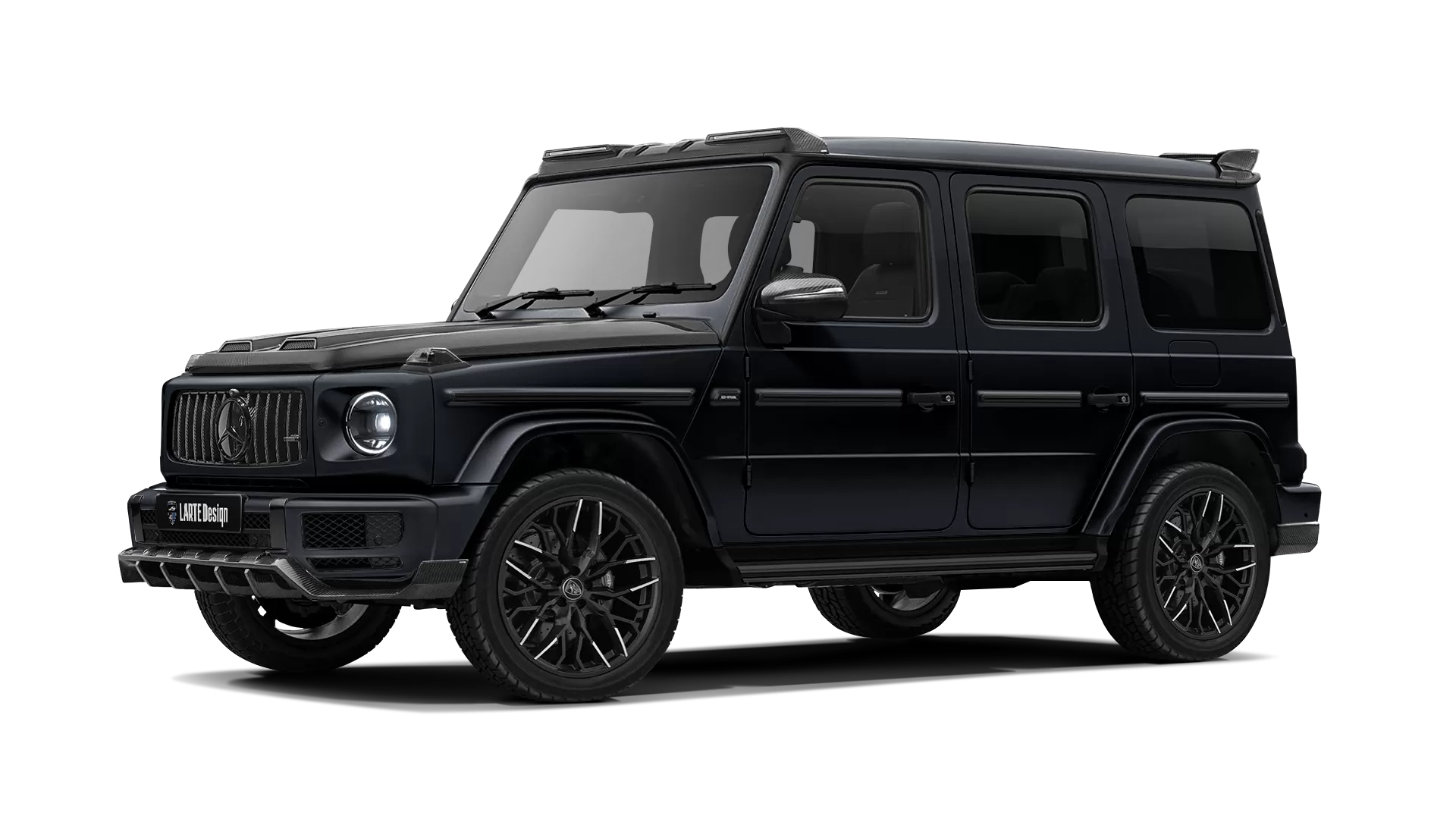 Mercedes G class W463 with carbon body kit: front view shown in Night Black