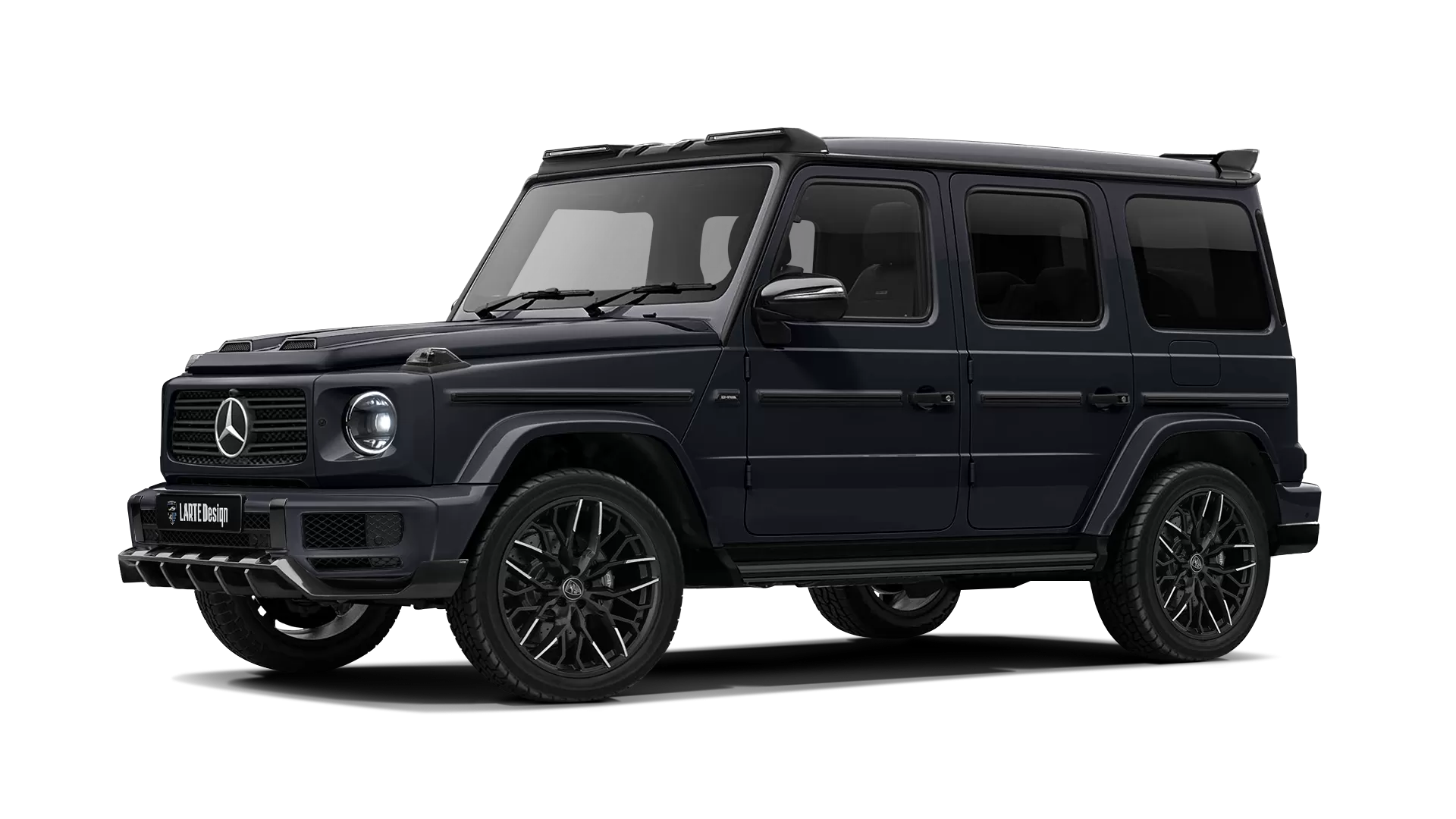 Mercedes G class W463 with painted body kit: front view shown in Obsidian Black
