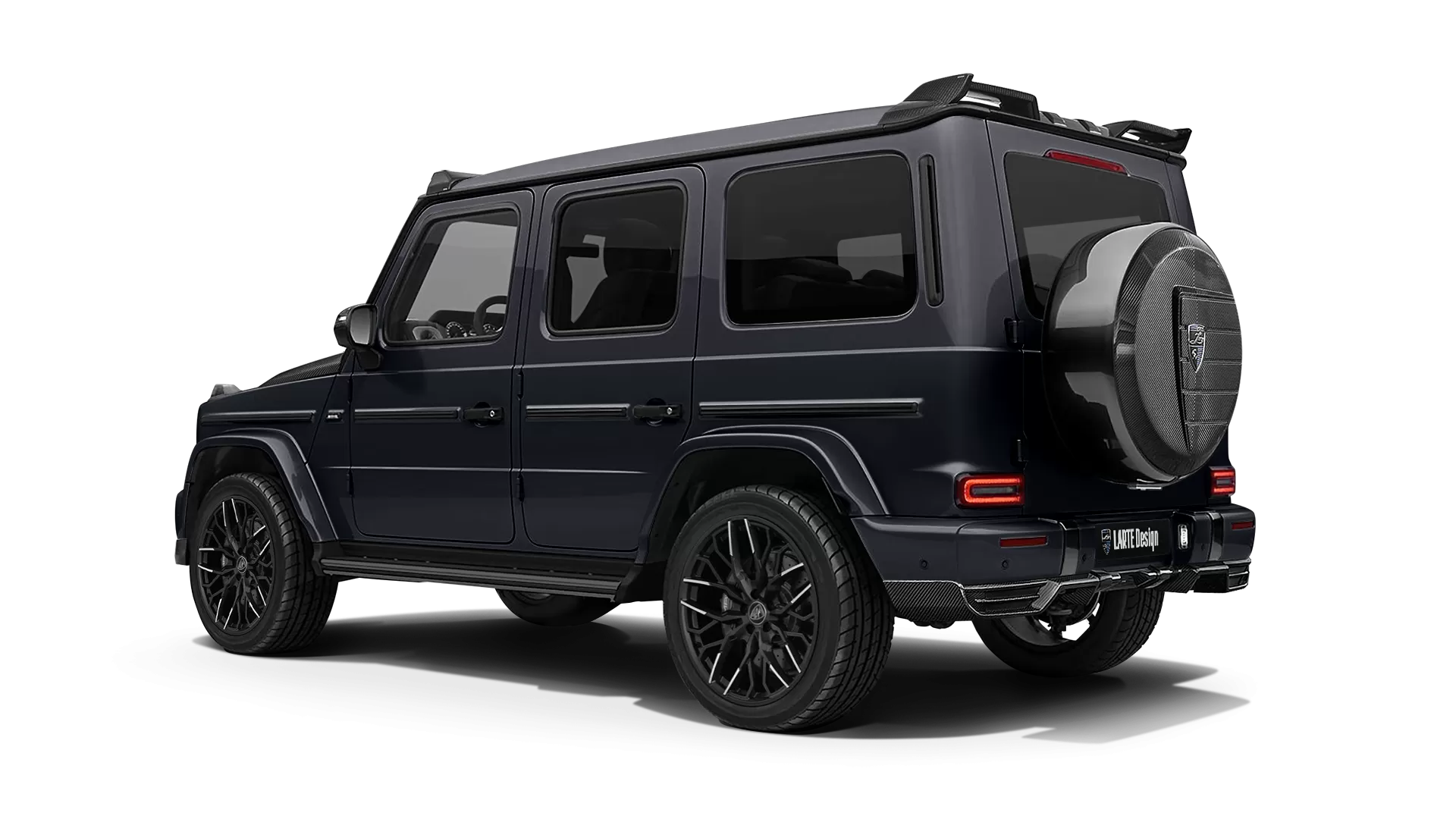 Mercedes G class W463 with carbon body kit: back view shown in Obsidian Black