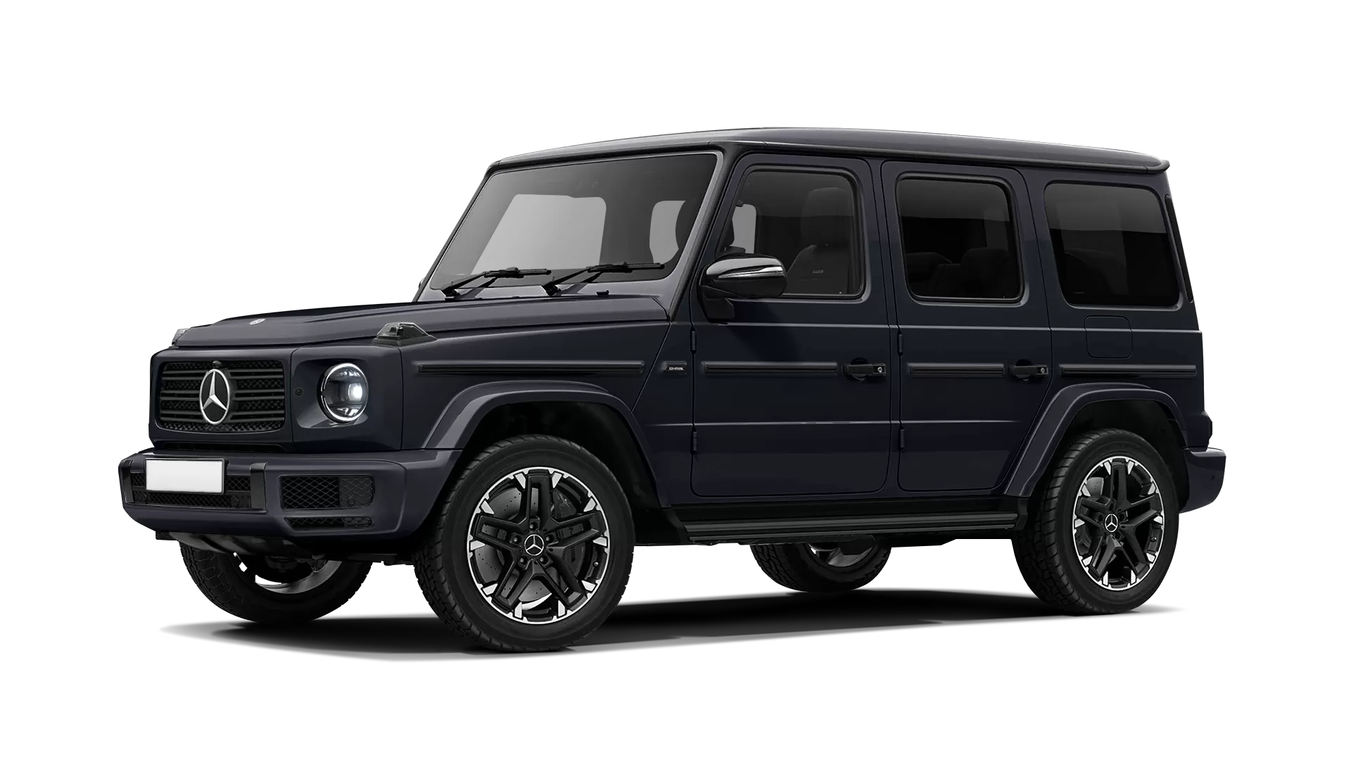 Mercedes G class W463 stock front view in Obsidian Black color