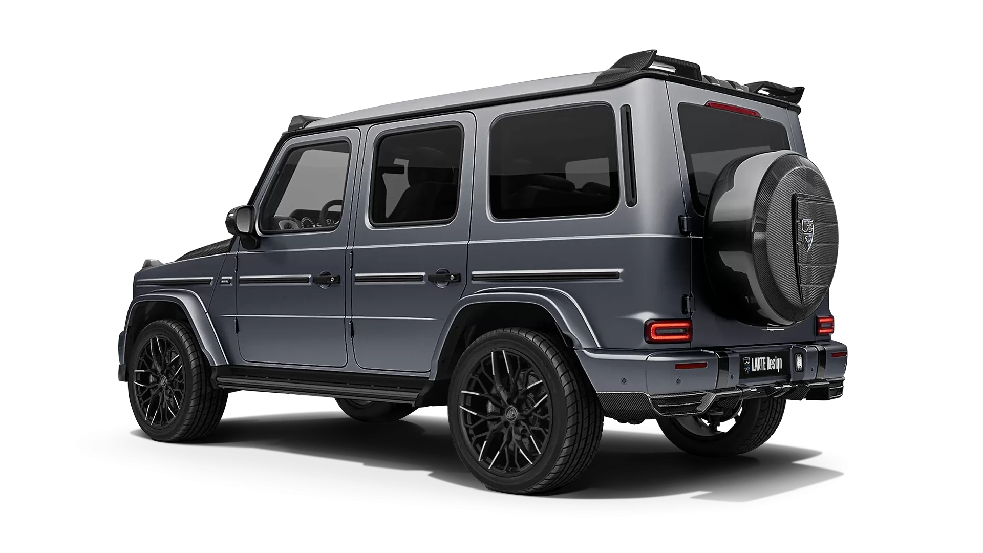 Mercedes G class W463 with carbon body kit: back view shown in Platinum Magno