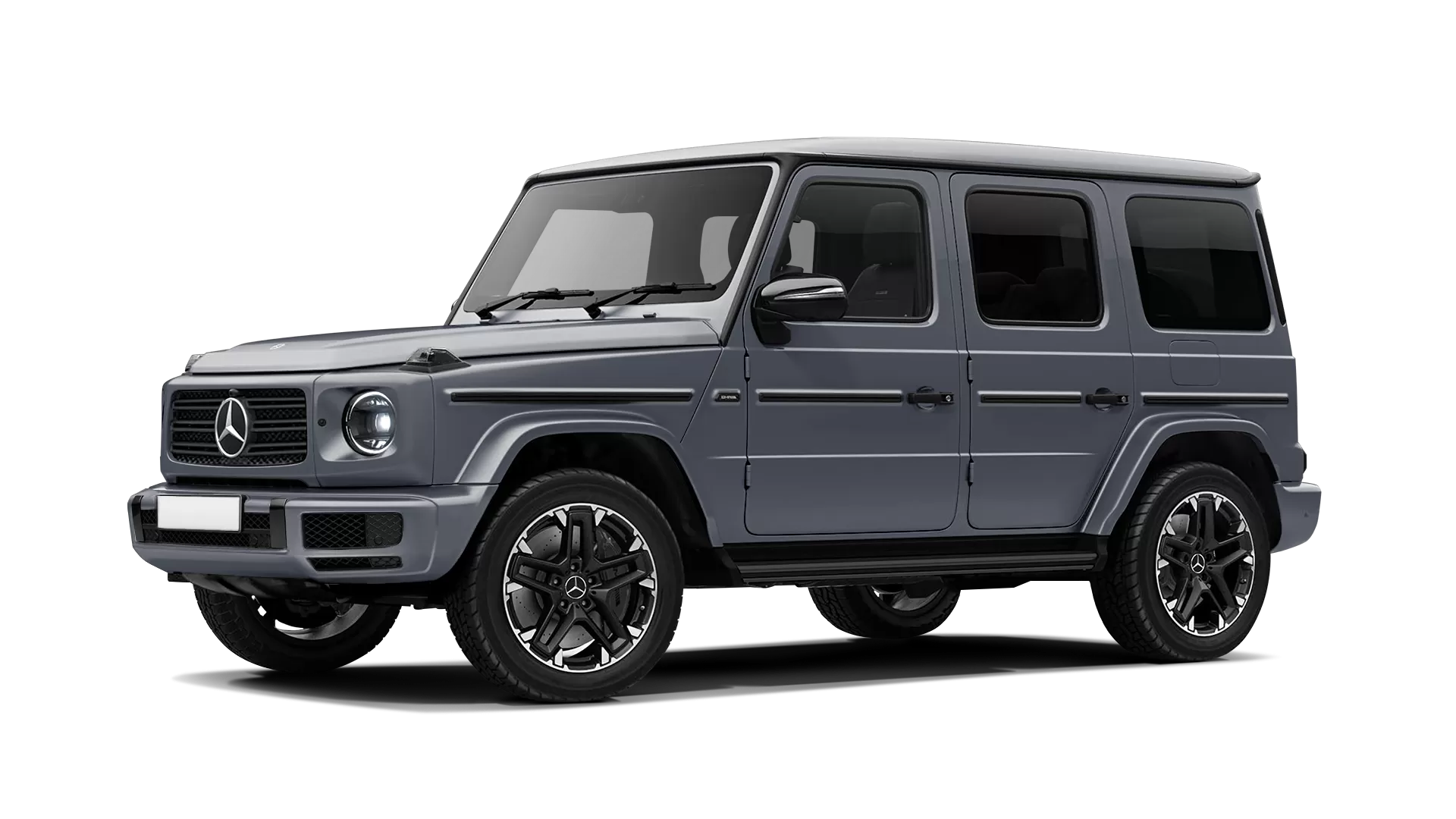 Mercedes G class W463 stock front view in Platinum Magno color