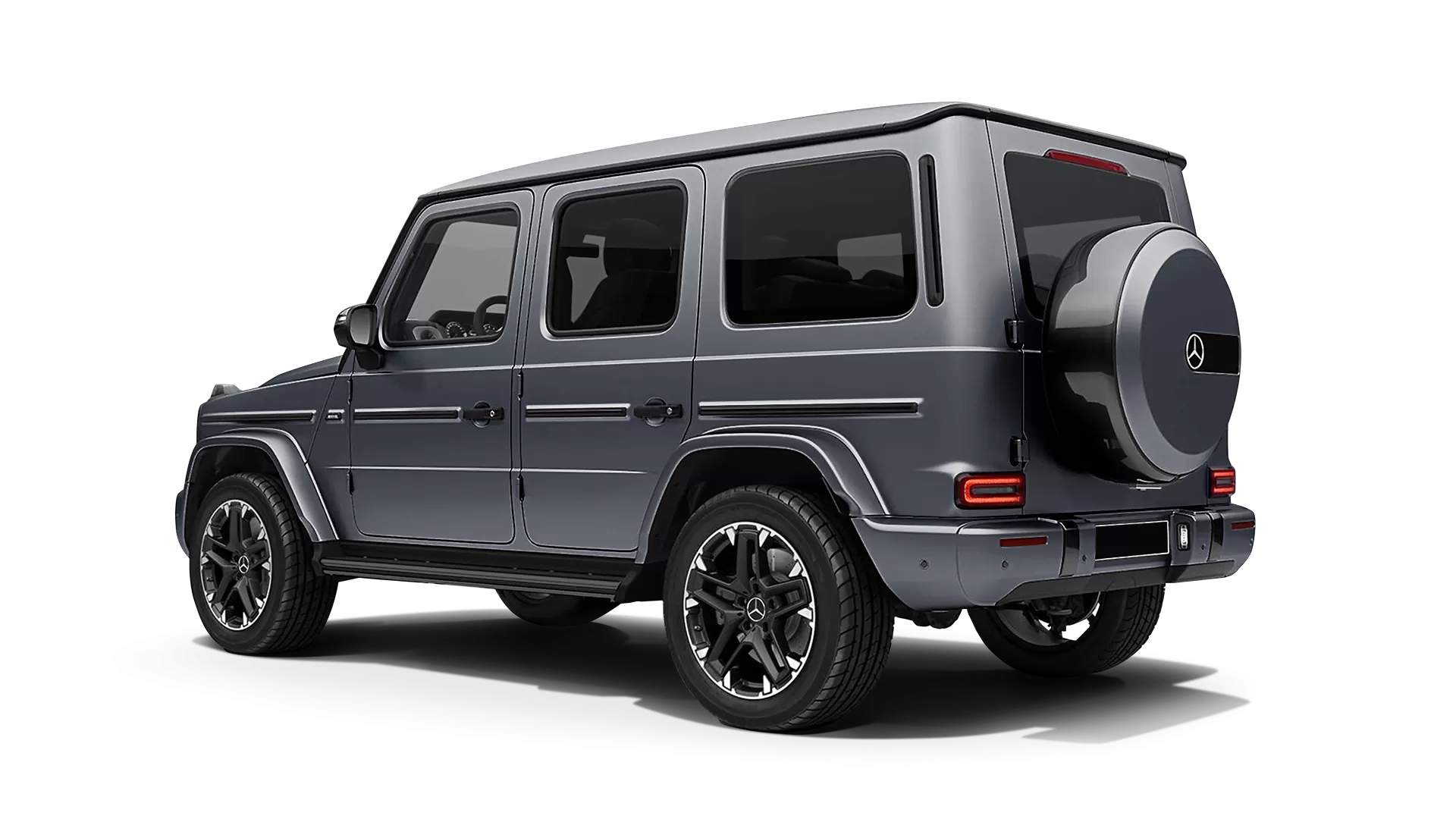 Mercedes G class W463 stock rear view in Platinum Magno color