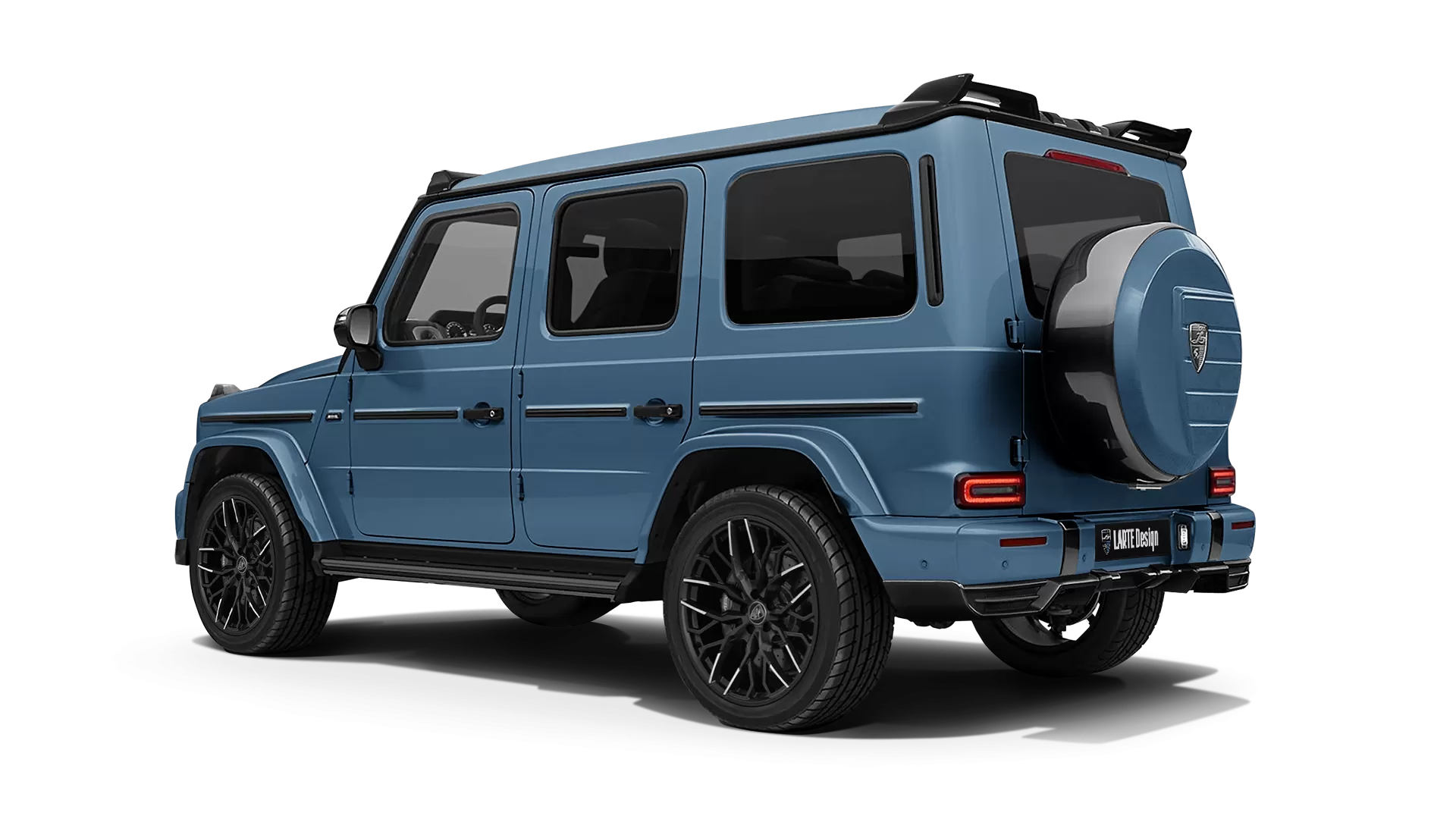 Mercedes G class W463 with painted body kit: rear view shown in Vintage Blue