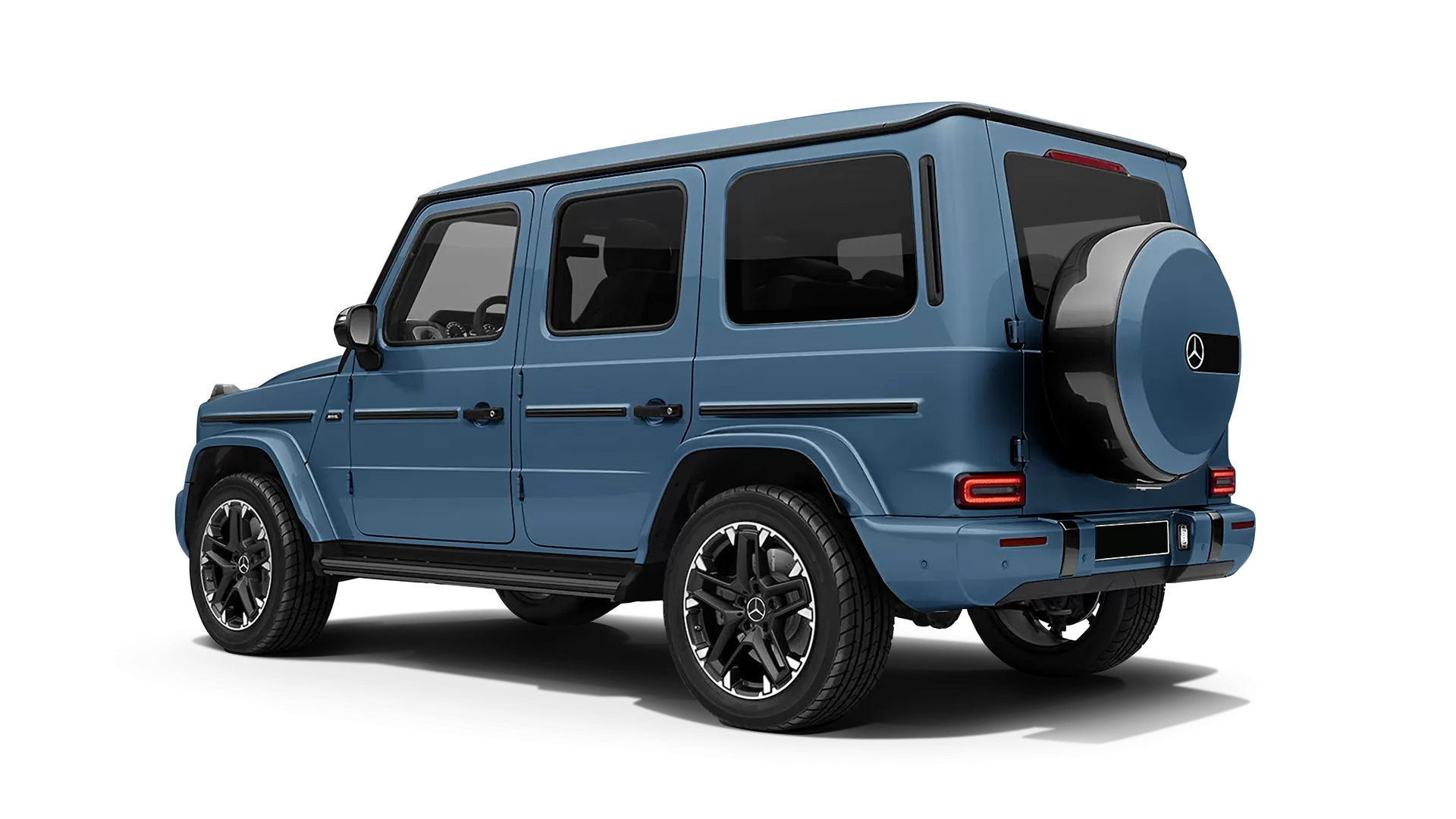 Mercedes G class W463 stock rear view in Vintage Blue color