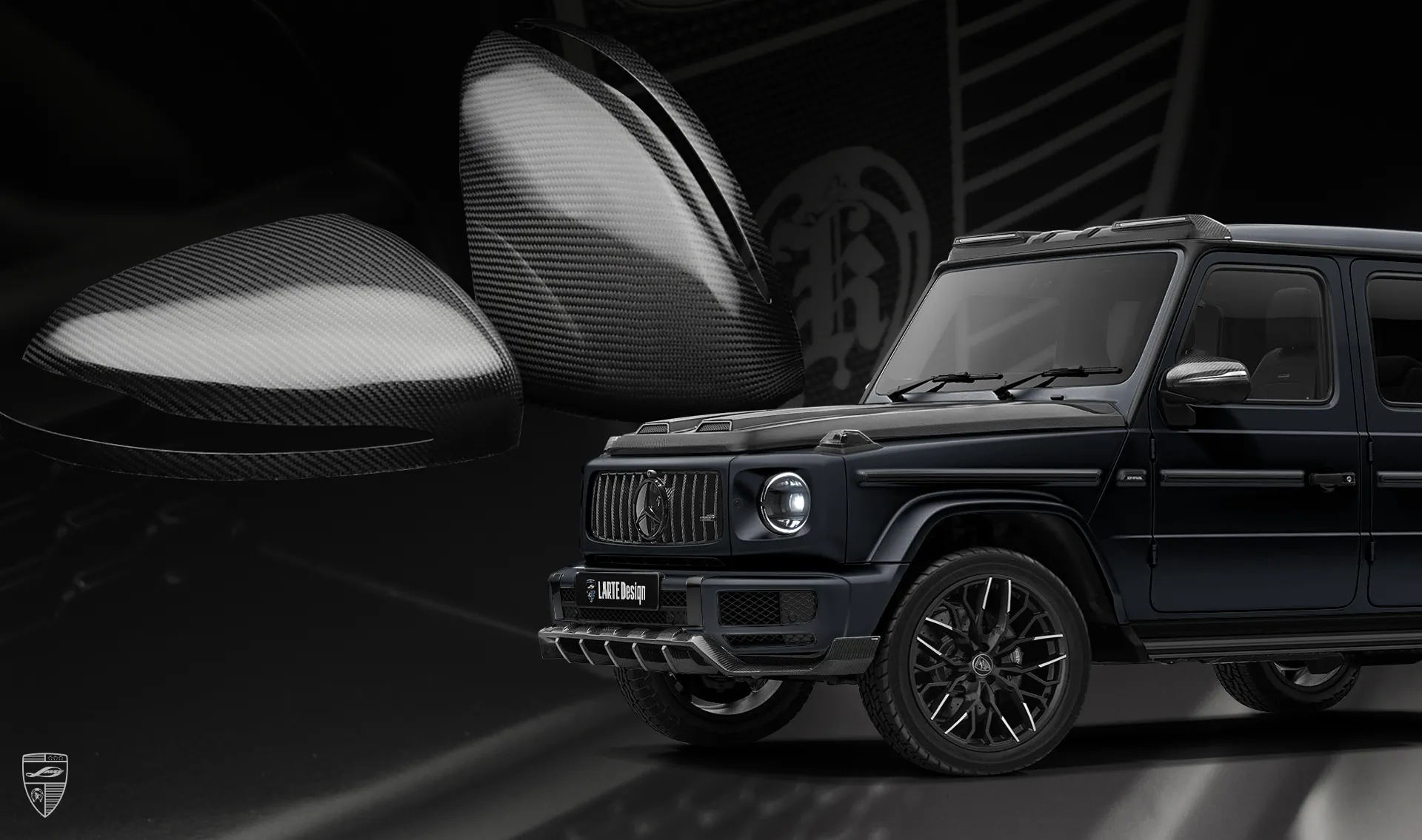 Carbon mirror caps for your Mercedes G-class W463 in a conversion kit from LARTE Design