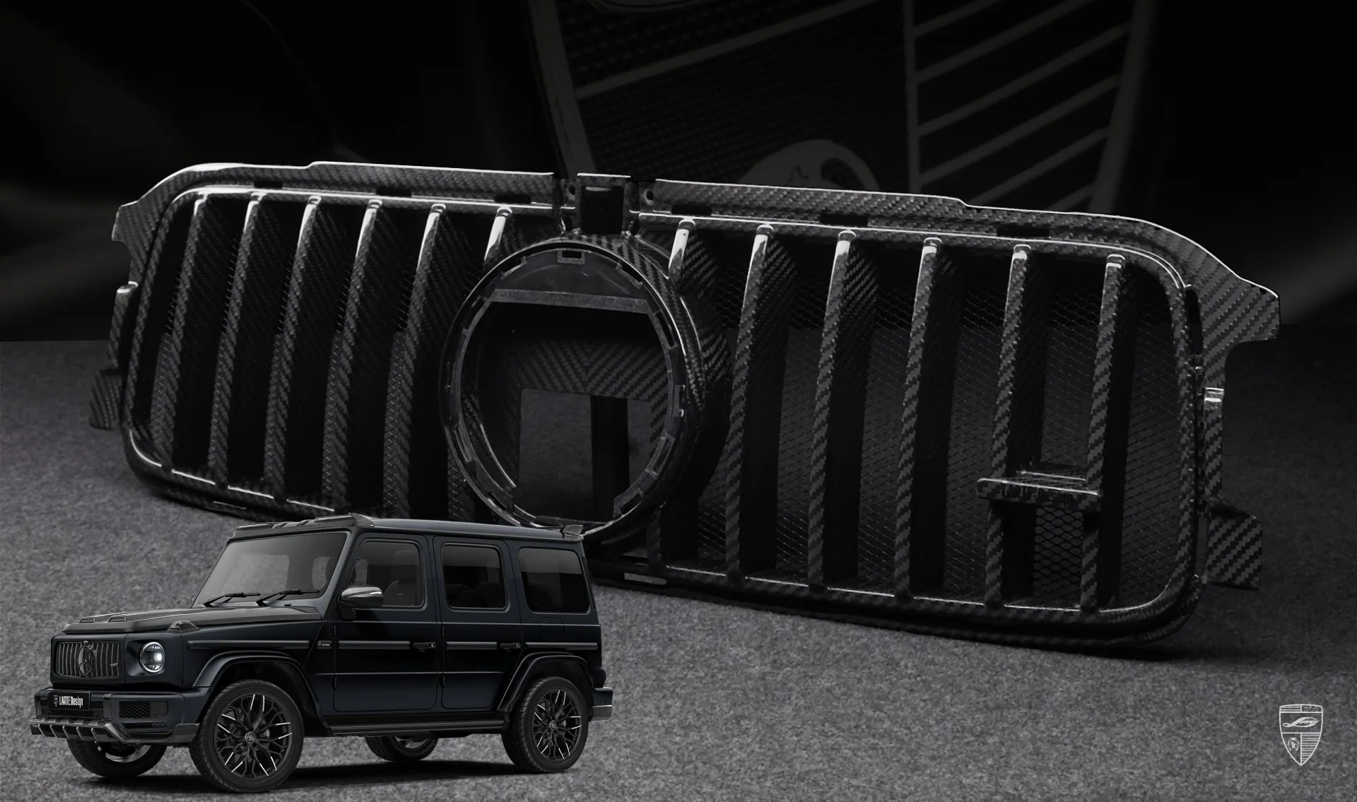 Carbon radiator grille for your Mercedes G-class W463 in a conversion kit from LARTE Design