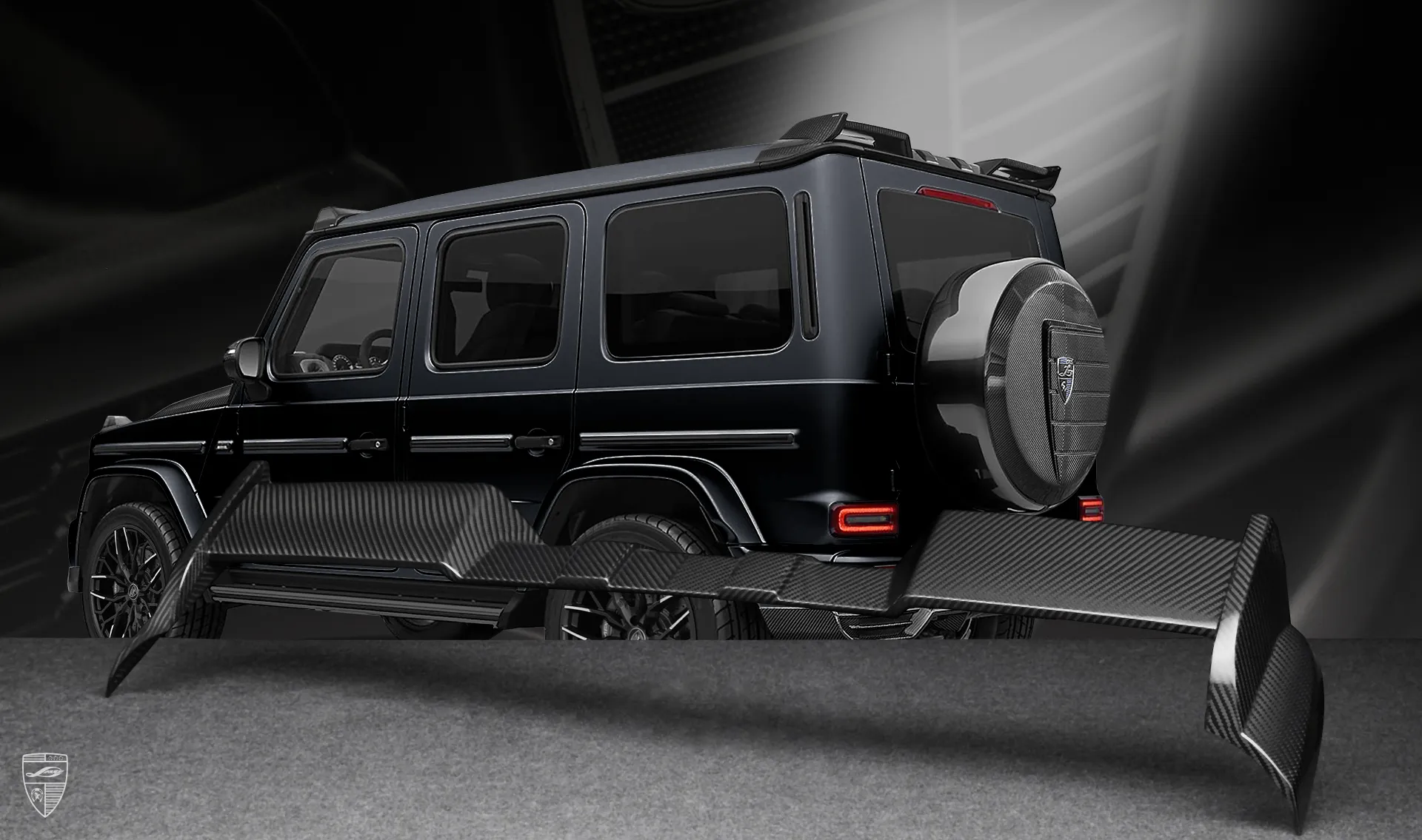 Carbon roof spoiler upgrade for the luxury car Mercedes G-class W463 from LARTE Design