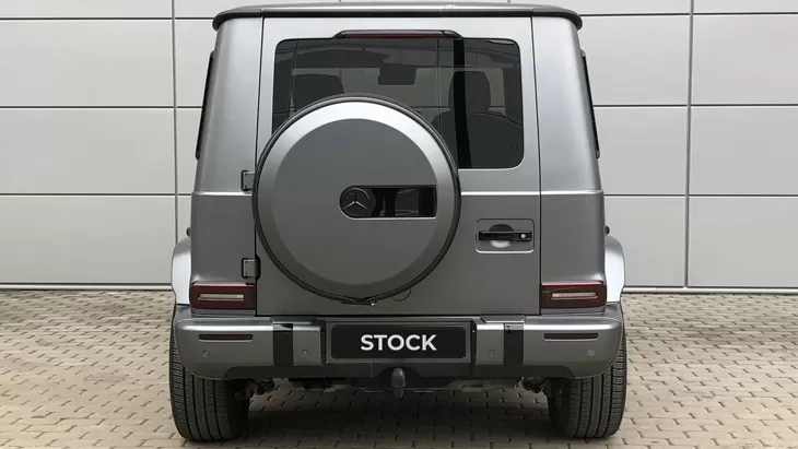 Rear view on a Mercedes G class W463 with a body kit giving the car a custom appearance