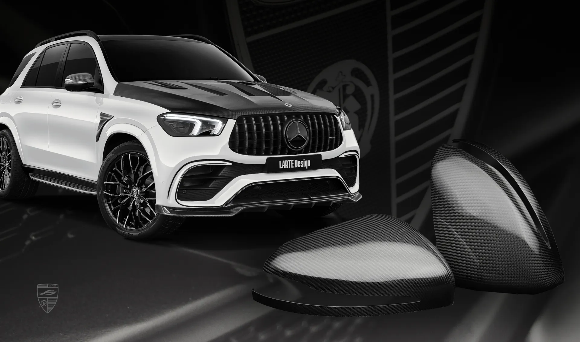 Carbon mirror caps upgrade for the luxury car Mercedes GLE AMG 63 V167 Carbon mirror caps upgrade for the luxury car Mercedes GLE AMG 63 V167 from LARTE Design