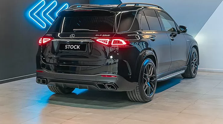 Rear angle view on a Mercedes GLE V167 AMG 63/63S with a body kit giving the car a custom appearance