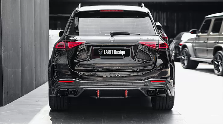 Rear view on a Mercedes GLE V167 AMG 63/63S with a body kit giving the car a custom appearance