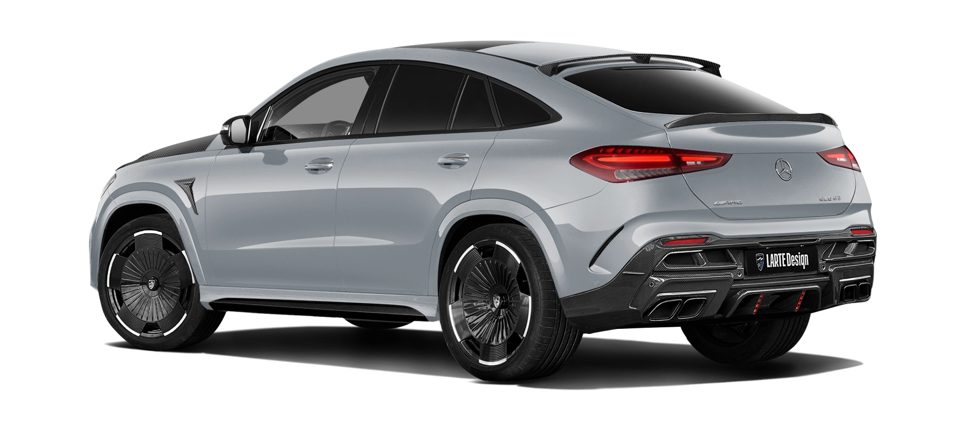 Mercedes GLE Coupe 53 C167 Facelift  mit Karbon-Karosserie-Kit: Rückansicht in High-Tech Silber