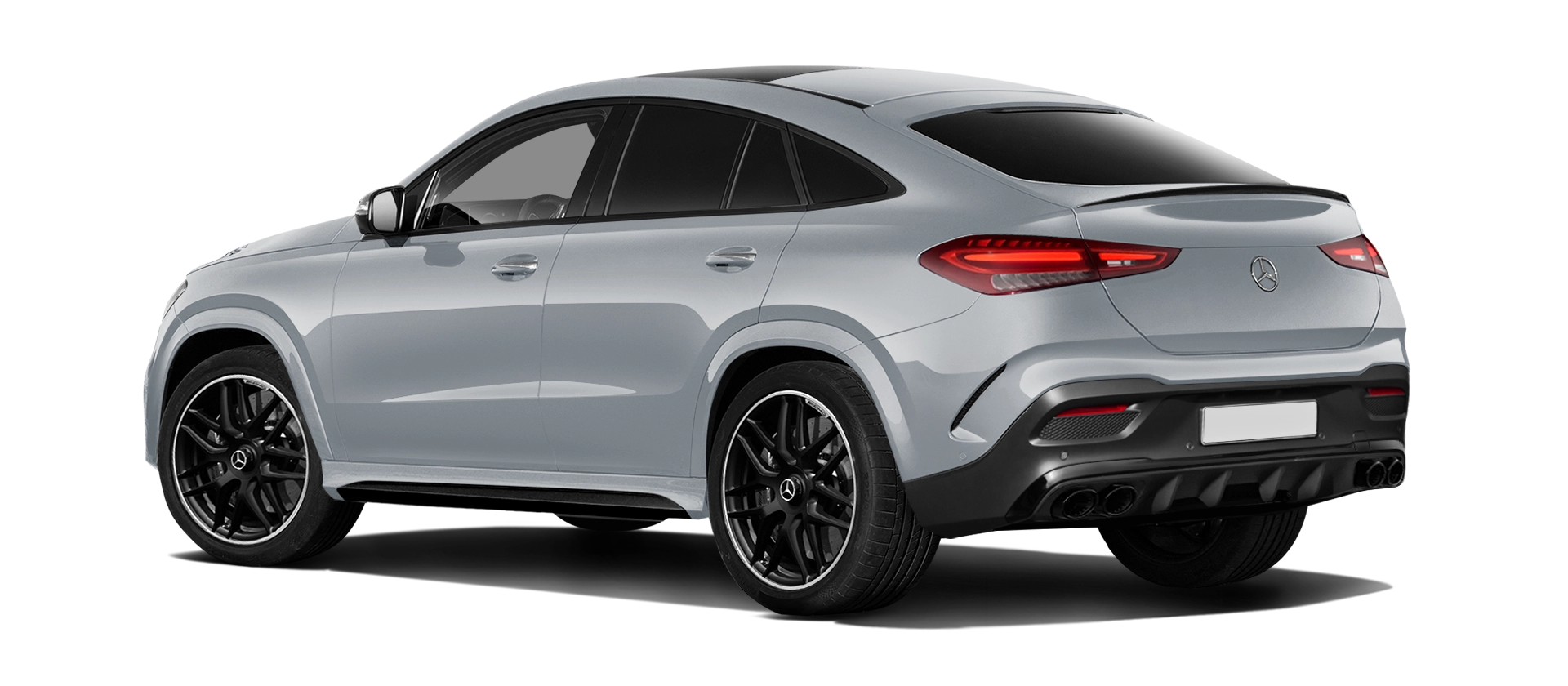 Mercedes GLE Coupe 53 C167 Facelift  mit lackiertem Karosserie-Kit: Rückansicht in High-Tech Silber