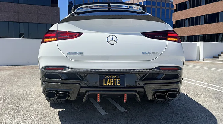 Rückansicht eines Mercedes GLE Coupe 53 C167 Facelift mit einem Karosserie-Kit für ein individuelles Erscheinungsbild