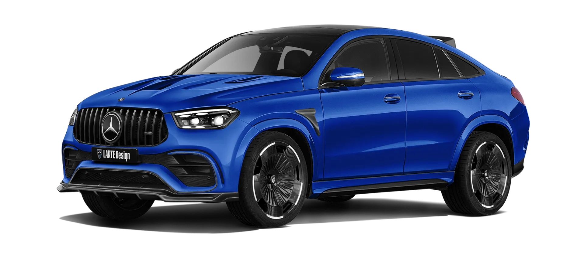 MERCEDES GLE COUPE 63 С167 FACELIFT 2023 - 2026 mit lackiertem Karosserie-Kit: Frontansicht in Brilliant Blue