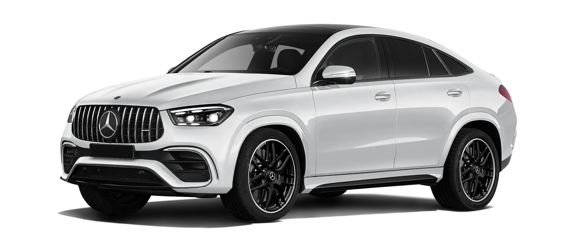 MERCEDES GLE COUPE 63 С167 FACELIFT 2023 - 2026 serienmäßige Frontansicht in Diamond White Farbe