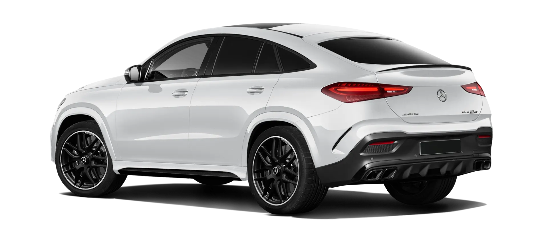 MERCEDES GLE COUPE 63 С167 FACELIFT 2023 - 2026 serienmäßige Rückansicht in Diamond White Farbe