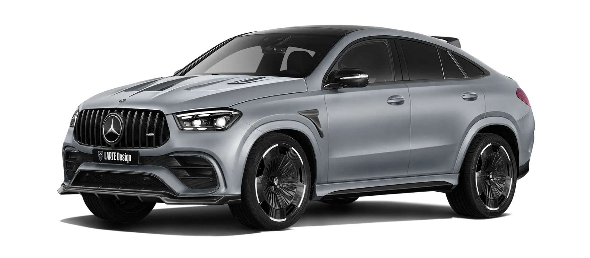 MERCEDES GLE COUPE 63 С167 FACELIFT 2023 - 2026 mit lackiertem Karosserie-Kit: Frontansicht in High Tech Silver Magno