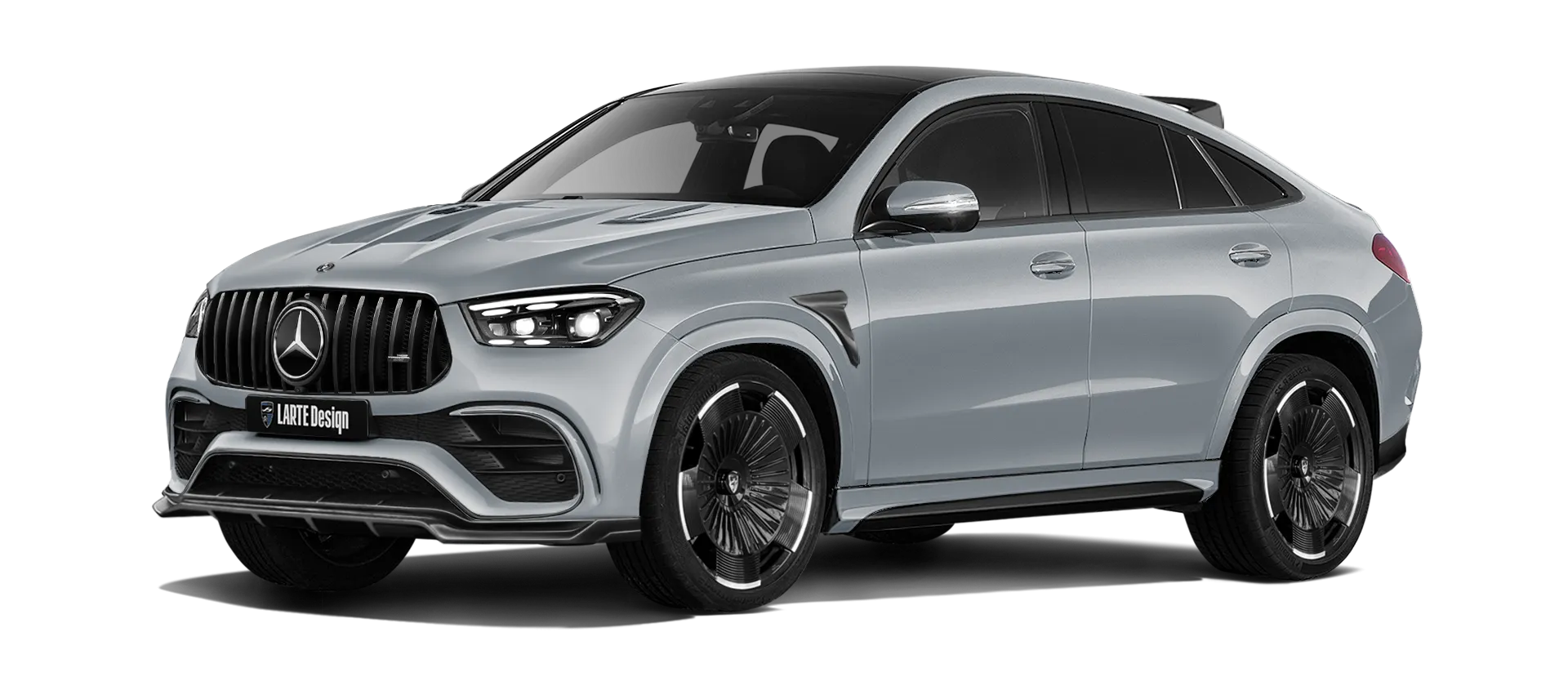MERCEDES GLE COUPE 63 С167 FACELIFT 2023 - 2026 mit lackiertem Karosserie-Kit: Frontansicht in High Tech Silver